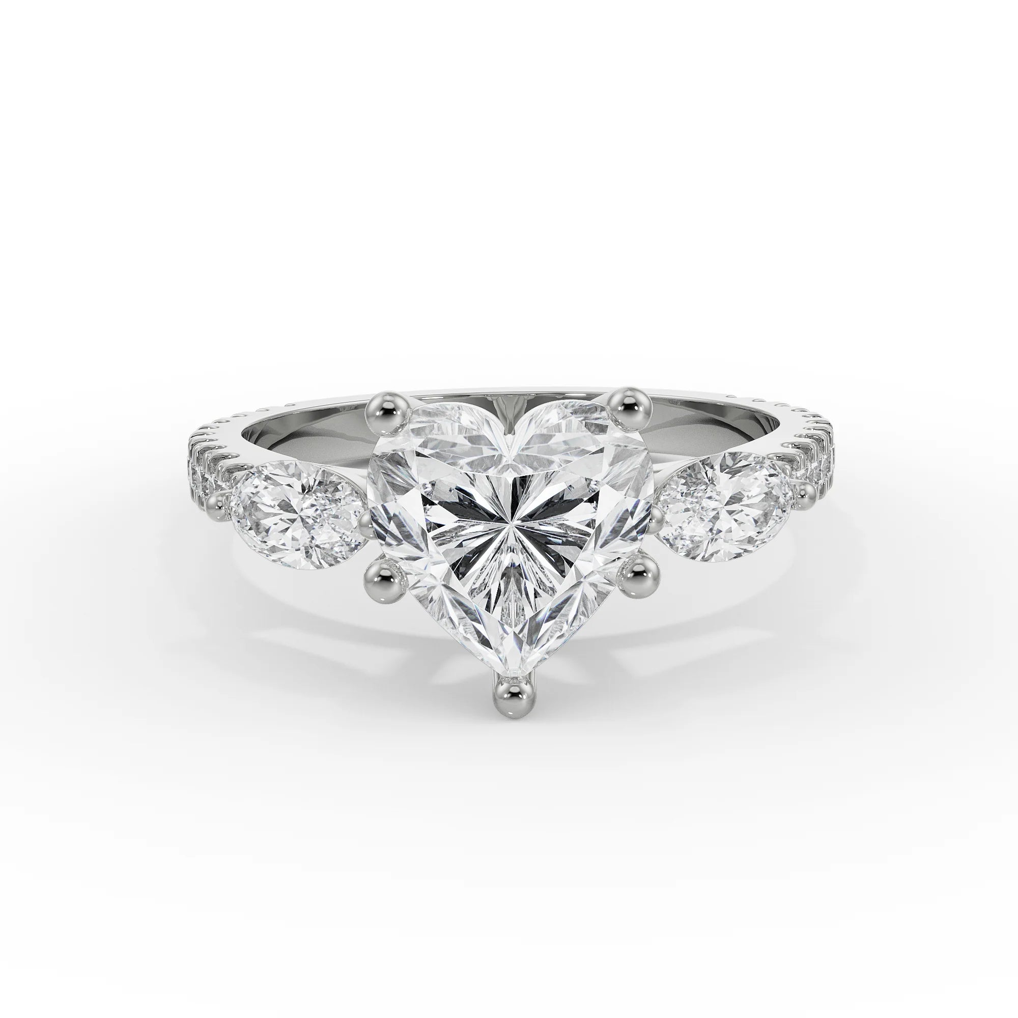 Heartfelt Engagement Ring Front View in 9KT