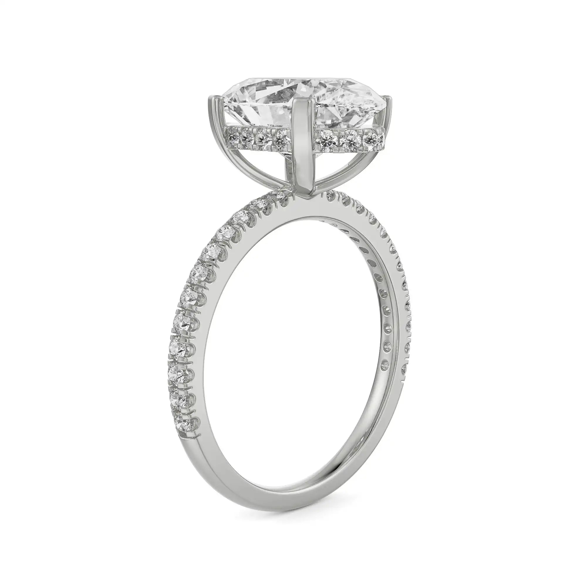Hidden Halo Oval Solitaire Ring Side View