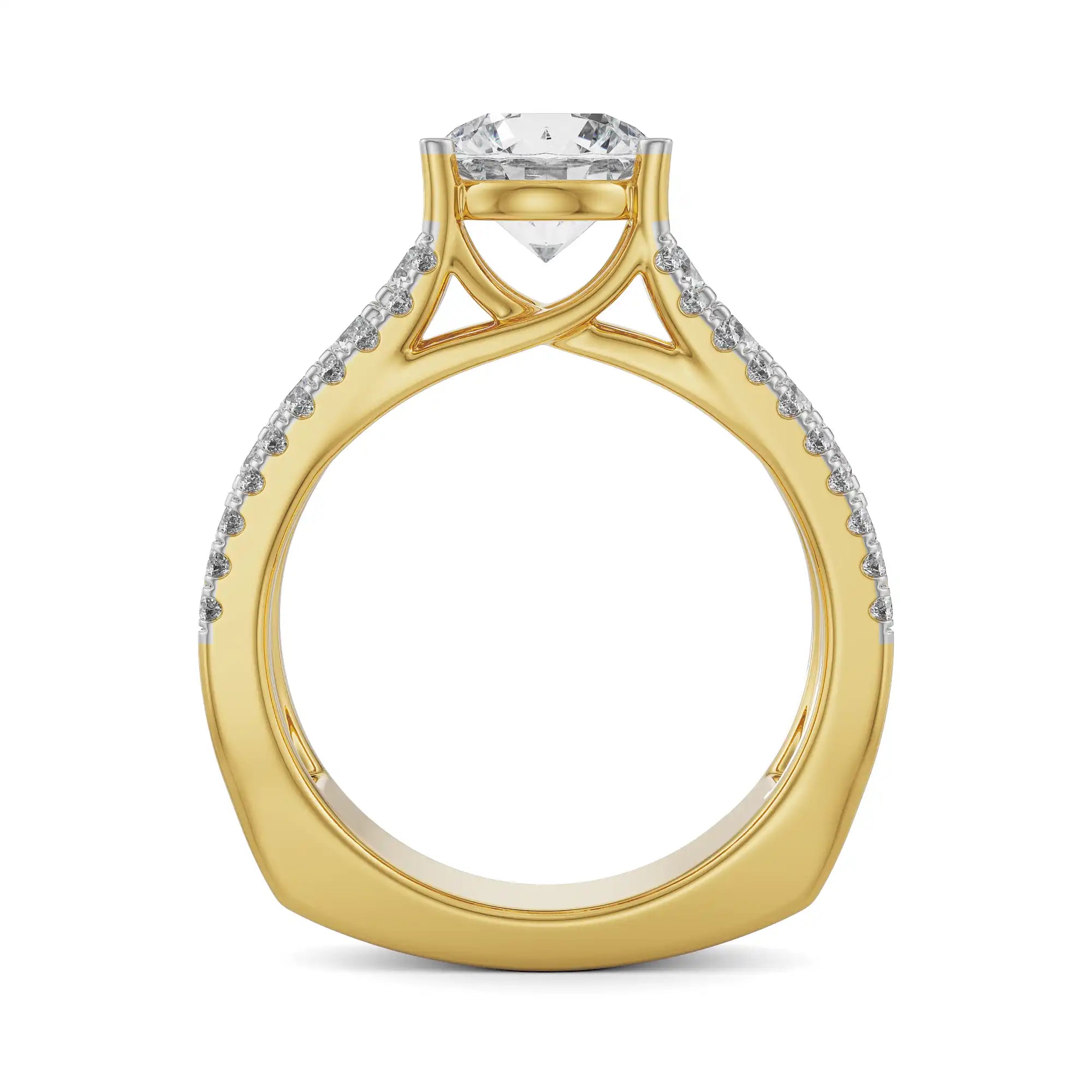 Solitaire Band Engagement Ring Back View