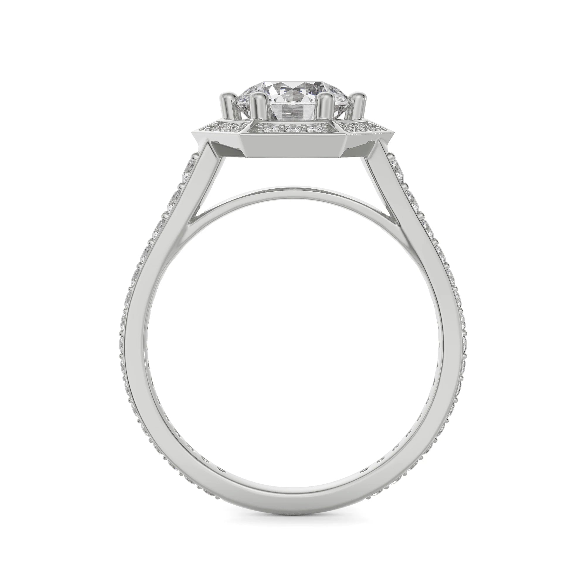 Halo Zendaya Engagement Ring Back View in 9KT