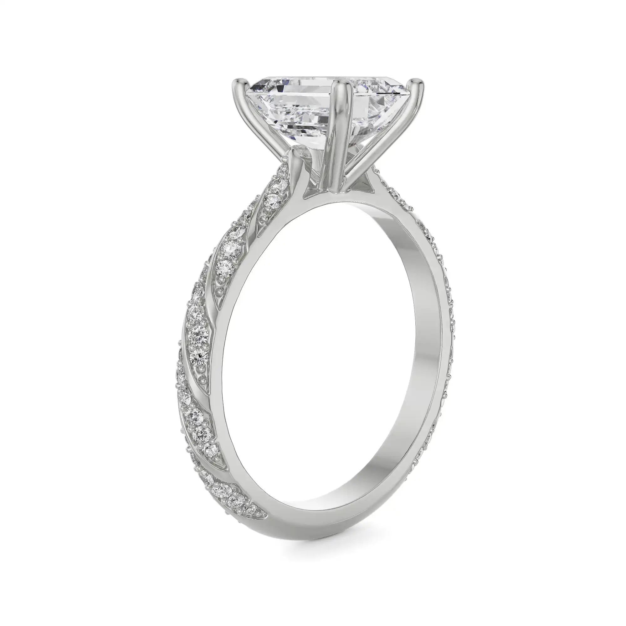 Radiant Emerald Engagement Ring Side View