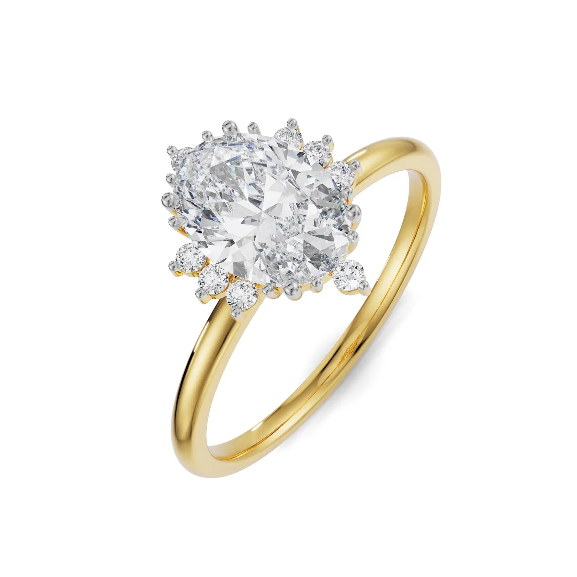 Vintage Halo Oval Diamond Ring Top View