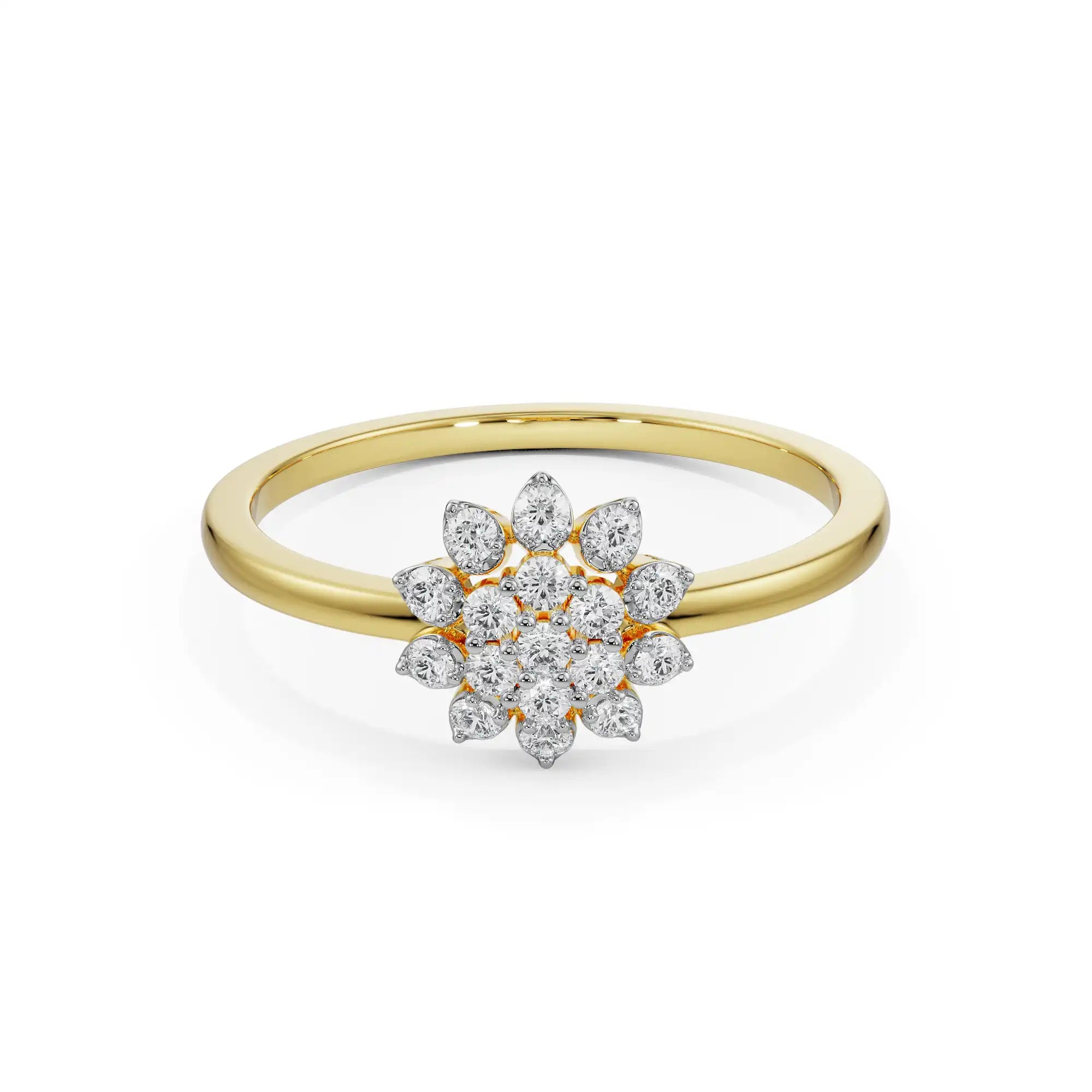 Floral Blooming Diamond Ring Front View