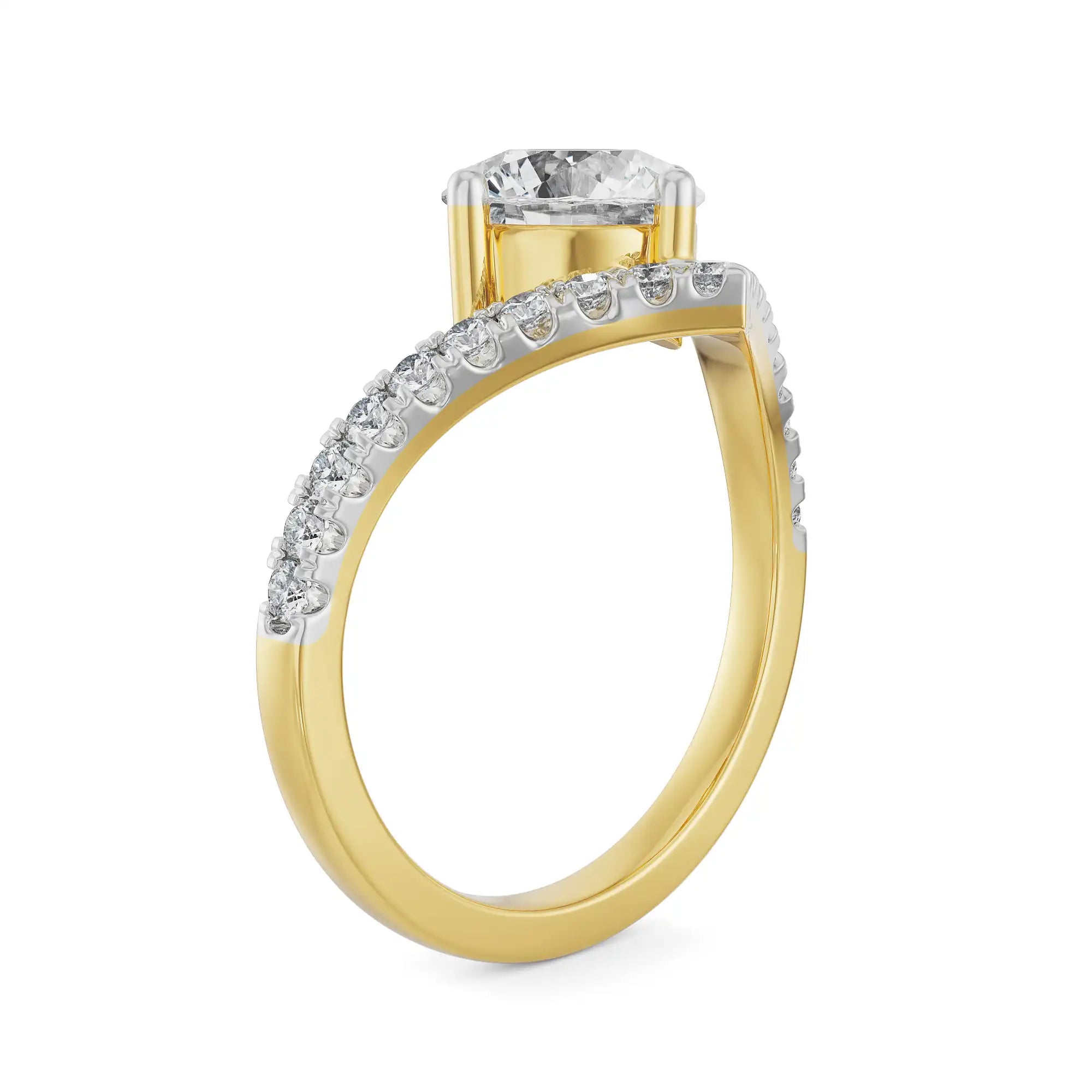 Round V Diamond Ring Side View