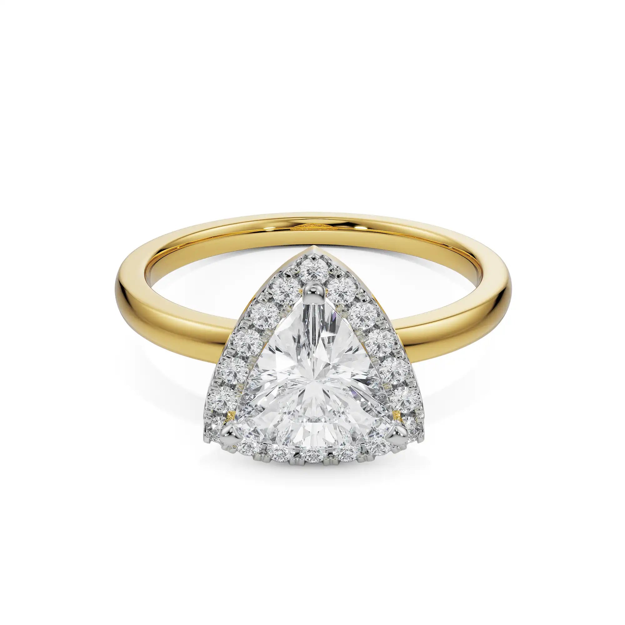 Trio Halo Engagement Ring Front View