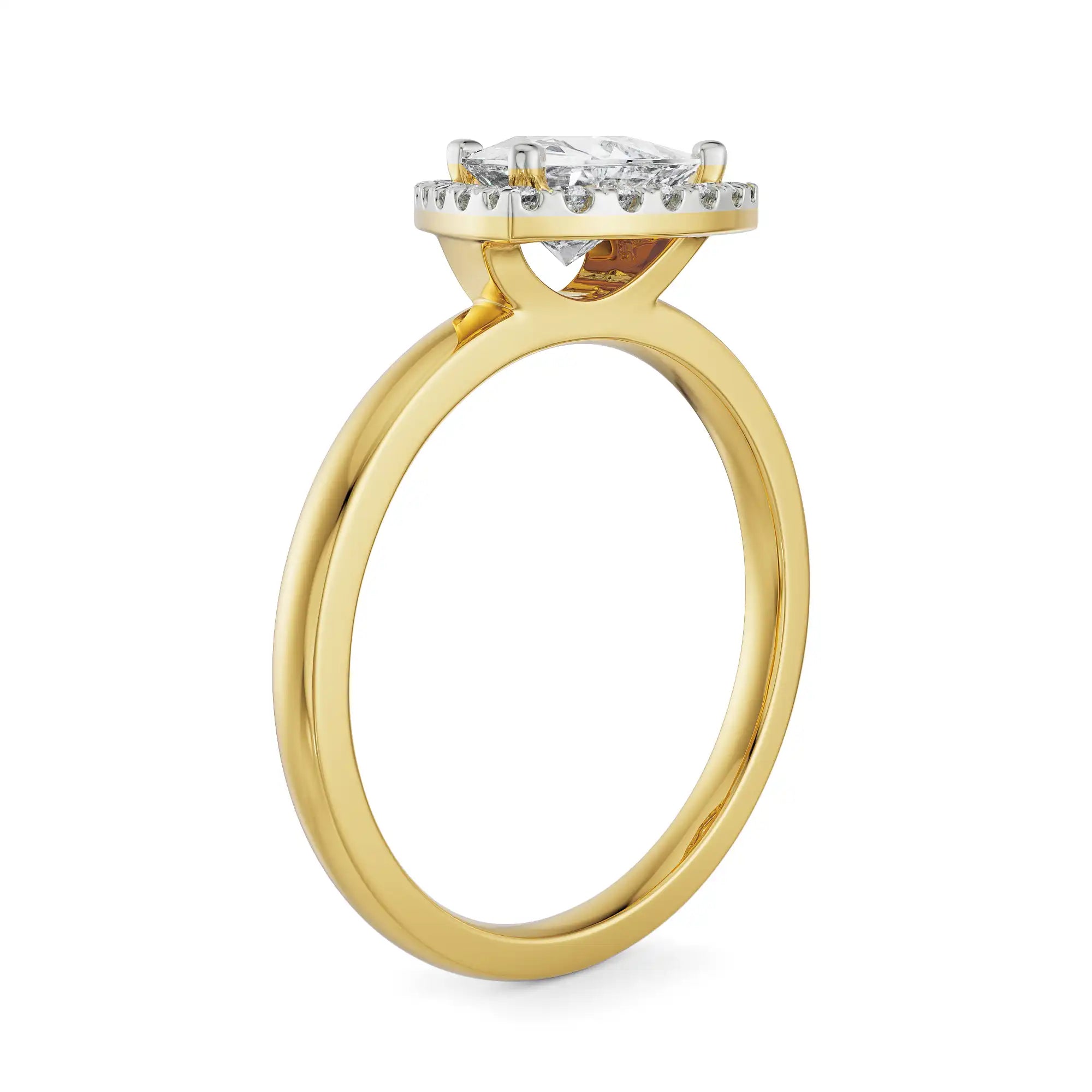 Trio Halo Engagement Ring Side View