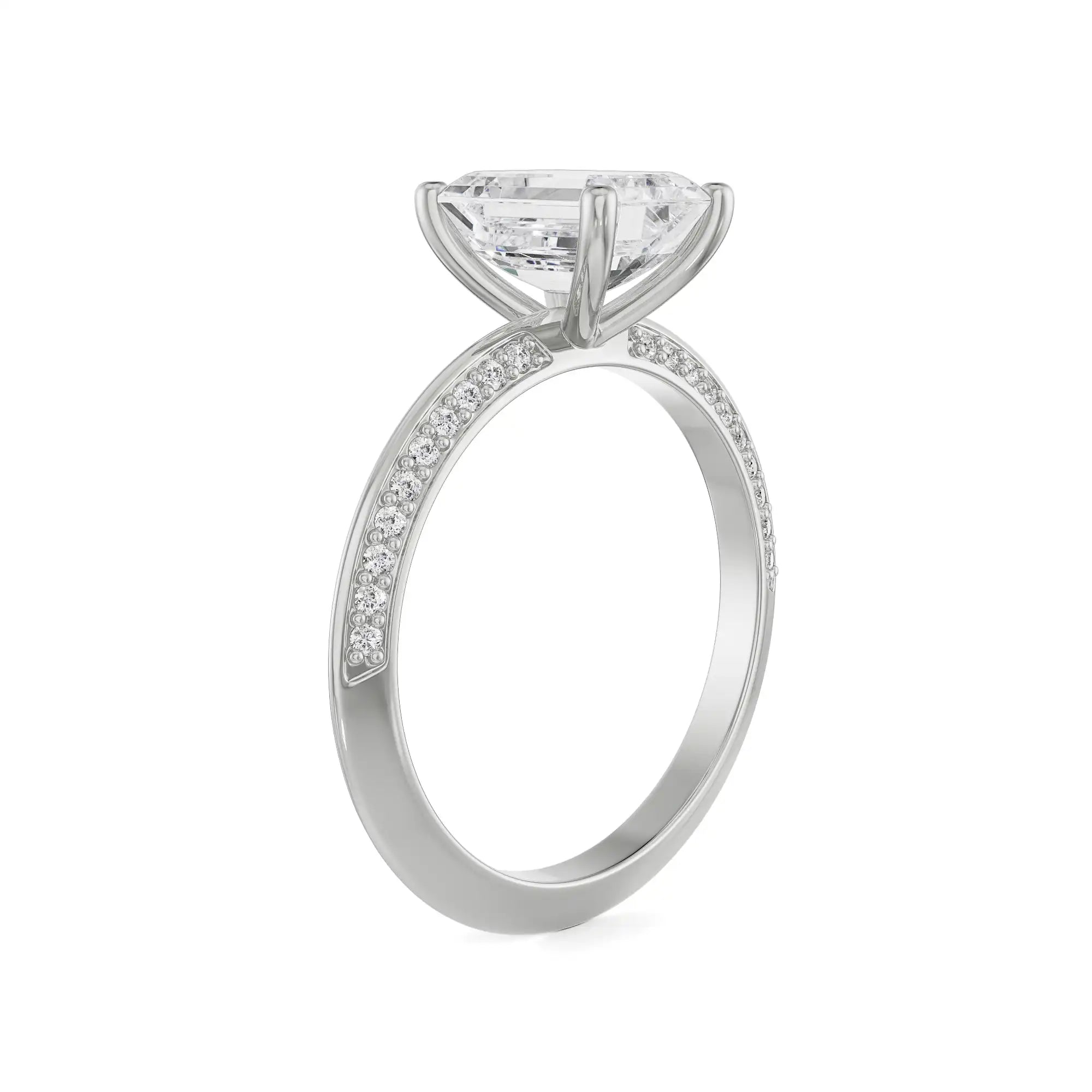 Nora Emerald Solitaire Ring Side View