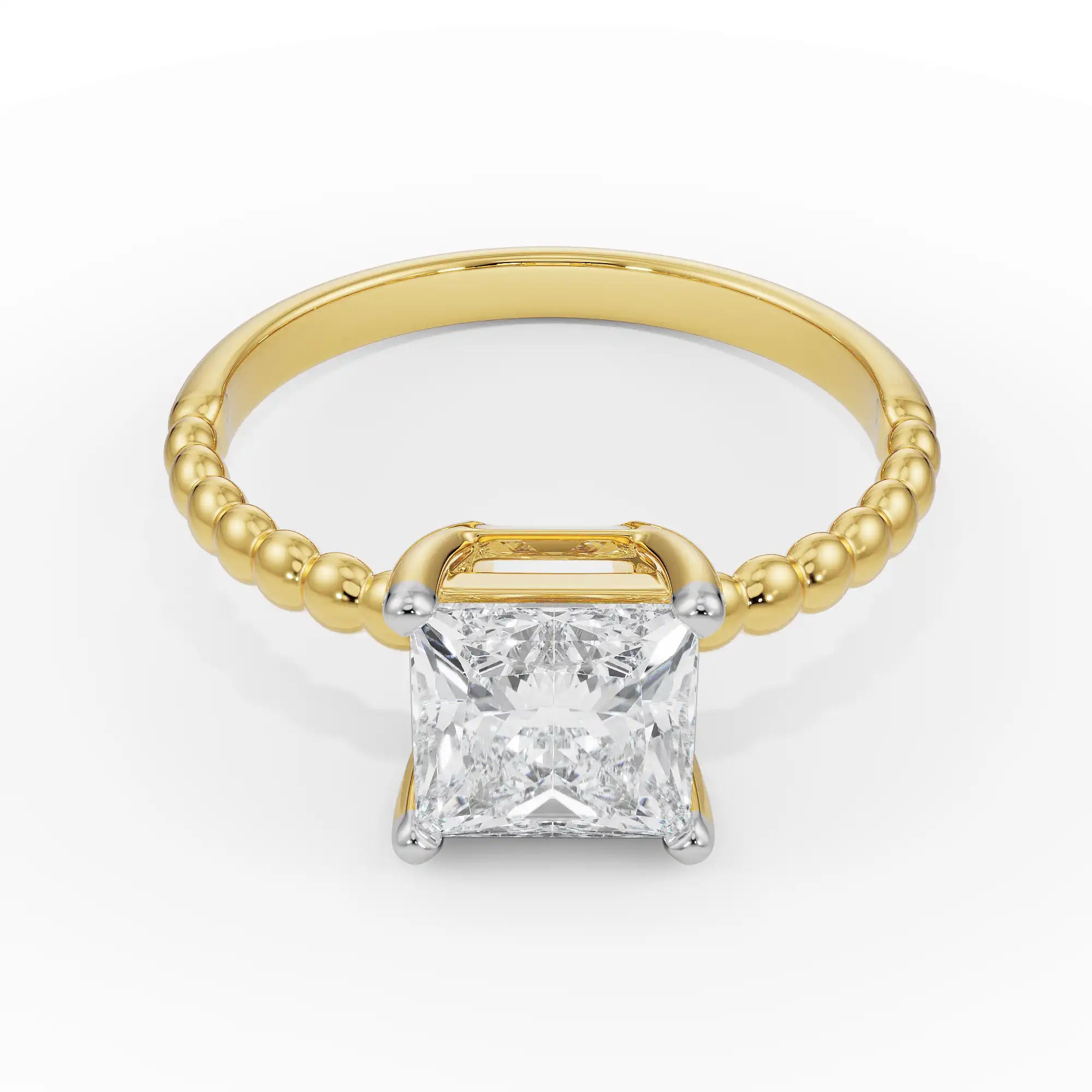 Violet Princess Cut Engagement Ring Front View in 9KT