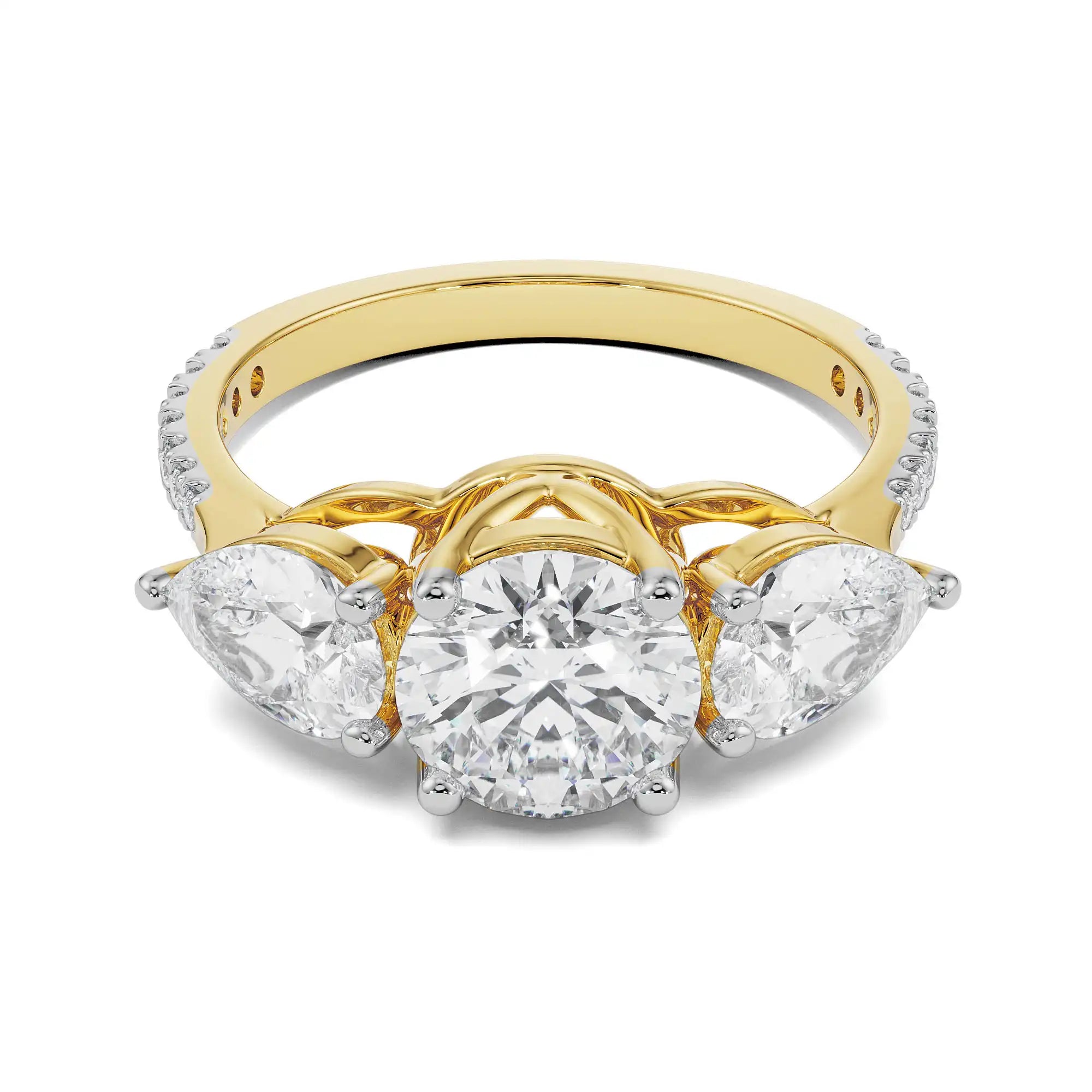 Ruth Tri Stone Diamond Ring Front View