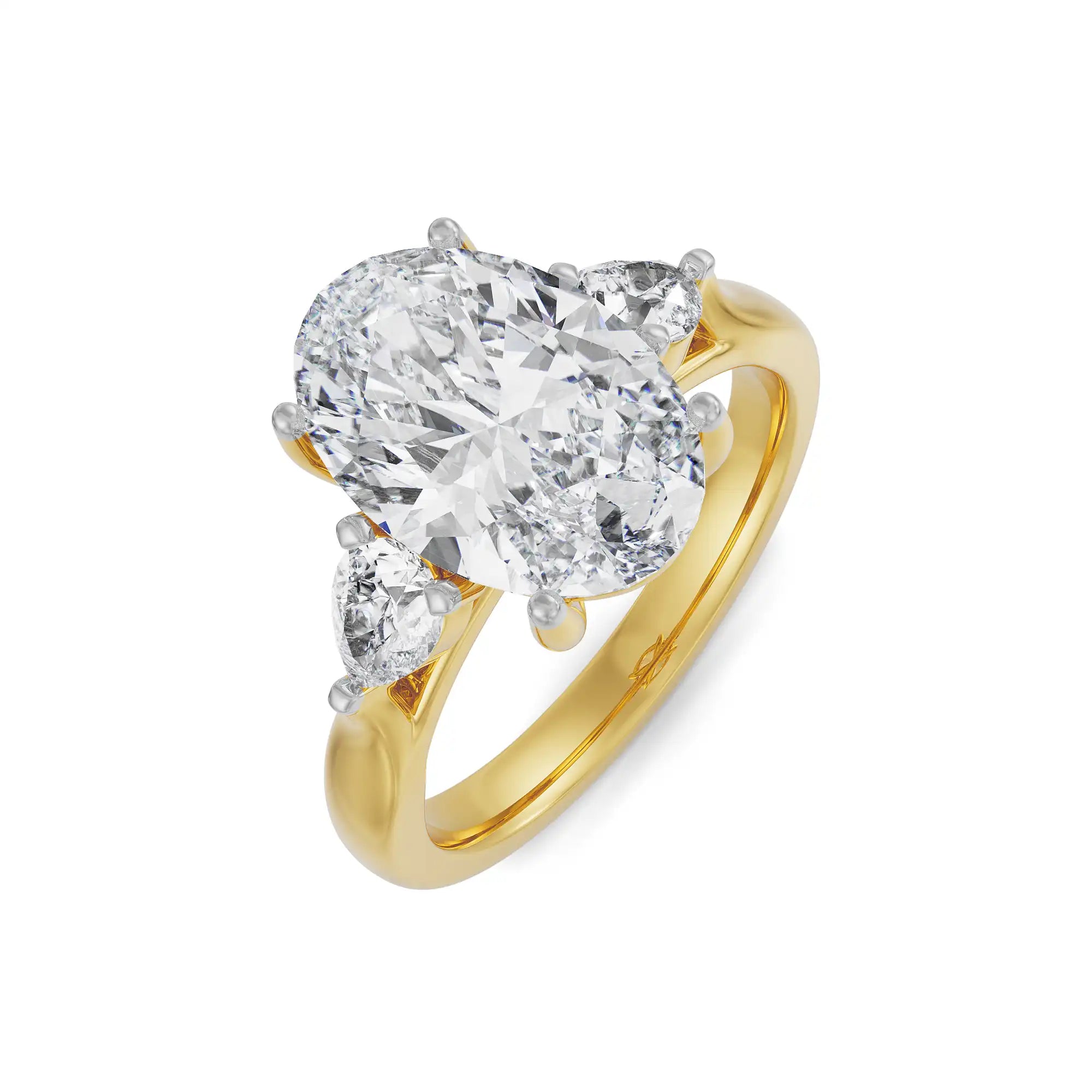 Tri Solitaire Diamond Ring Top View