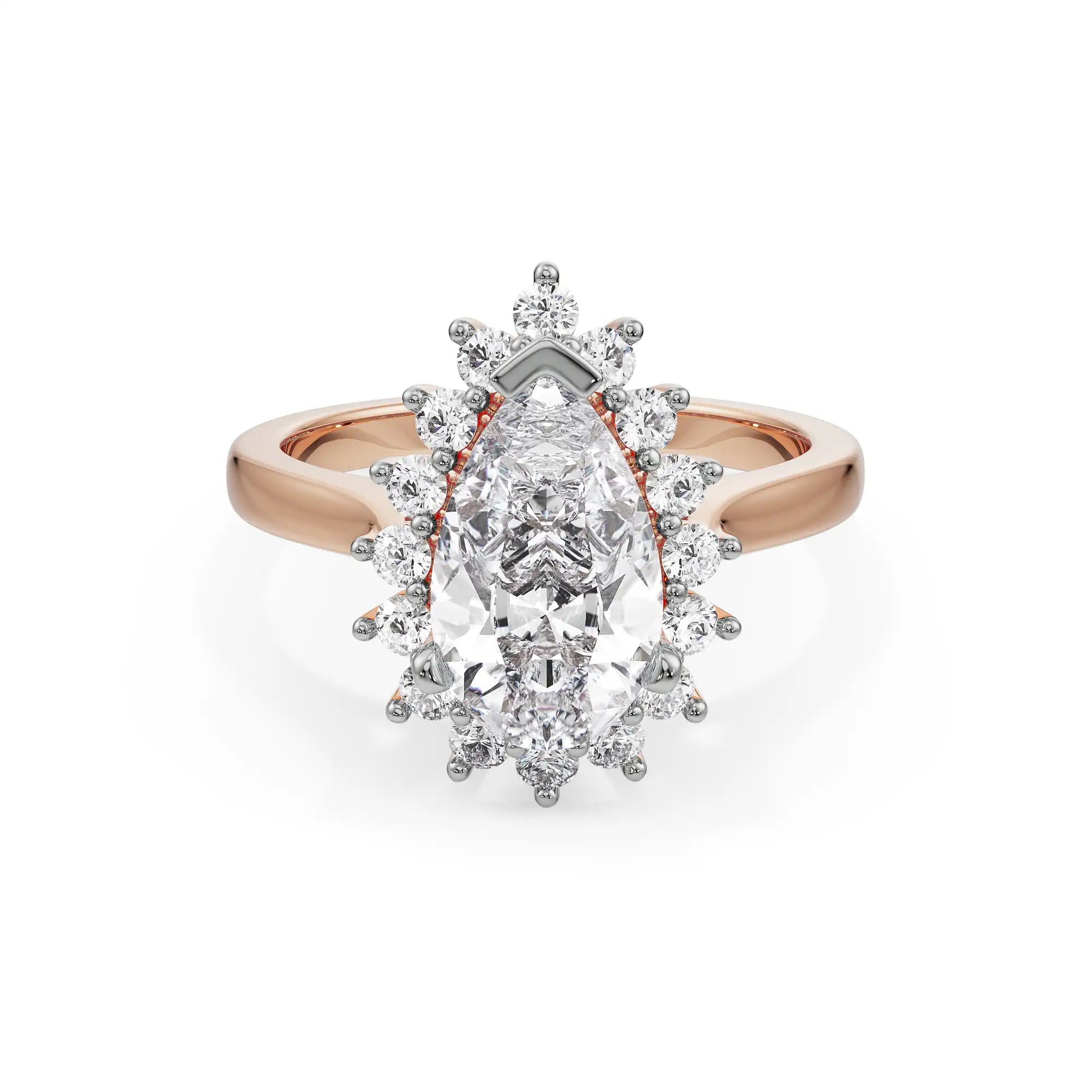 Regal Pear Engagement Ring Front View in 9KT