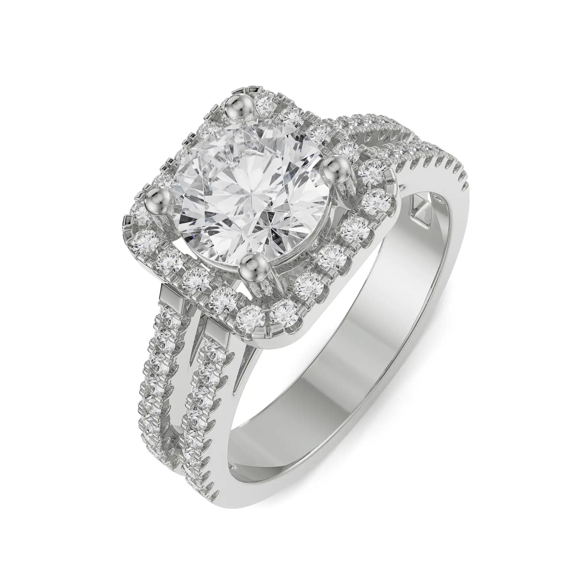 Emma Halo Round Diamond Ring Top View in 9KT