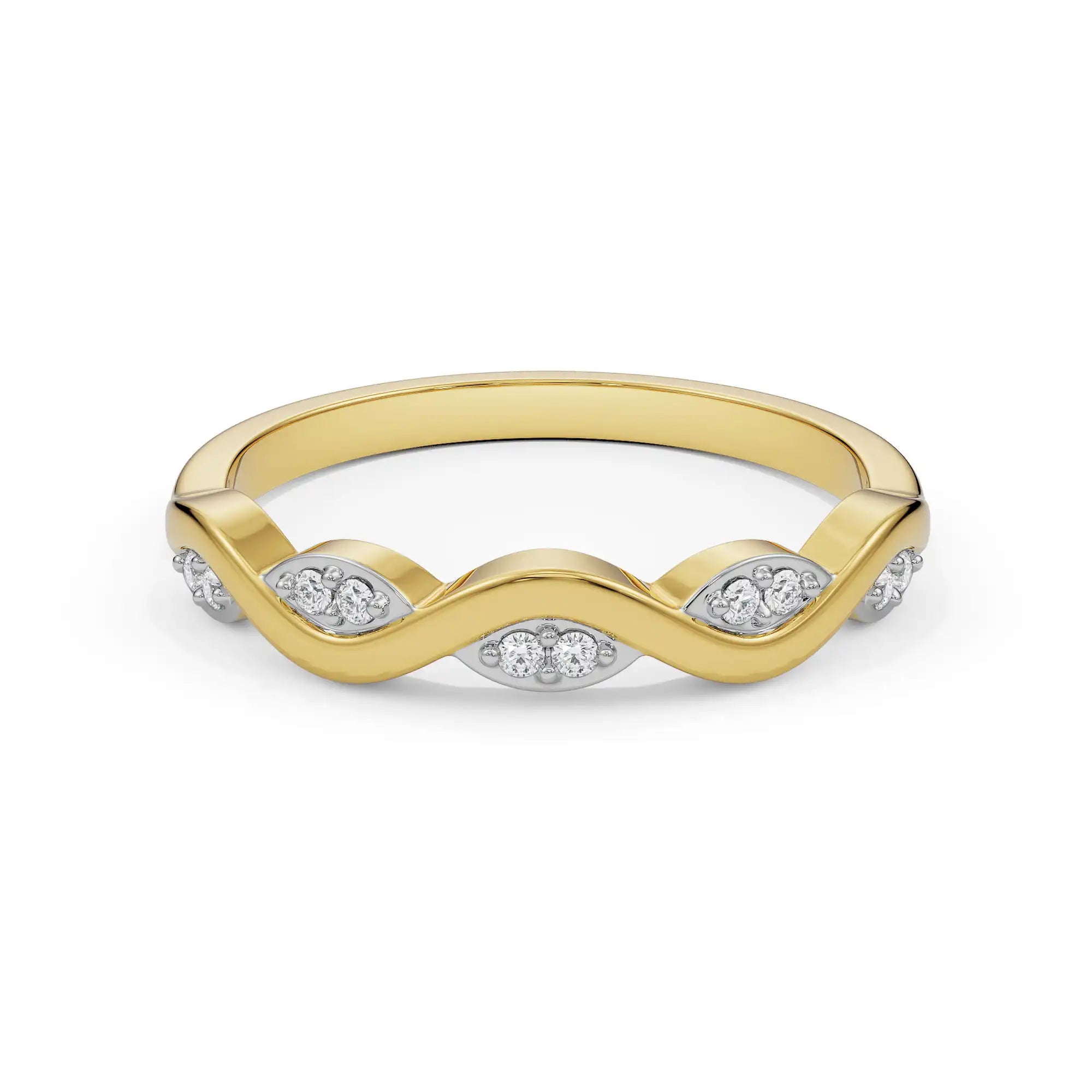 Wavy Krissy Diamond Band Front View in 9KT