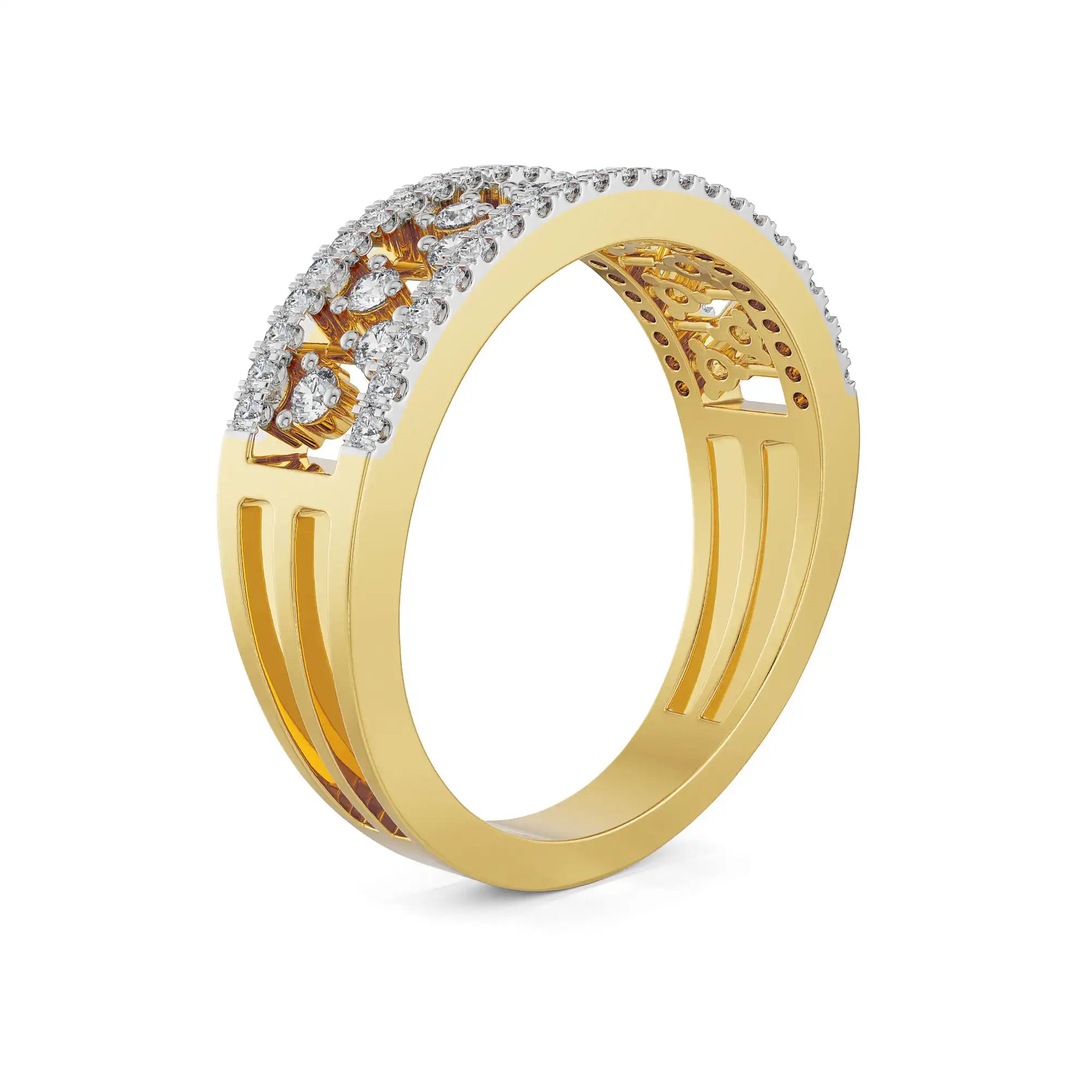 Clustered Broad Diamond Band Side View