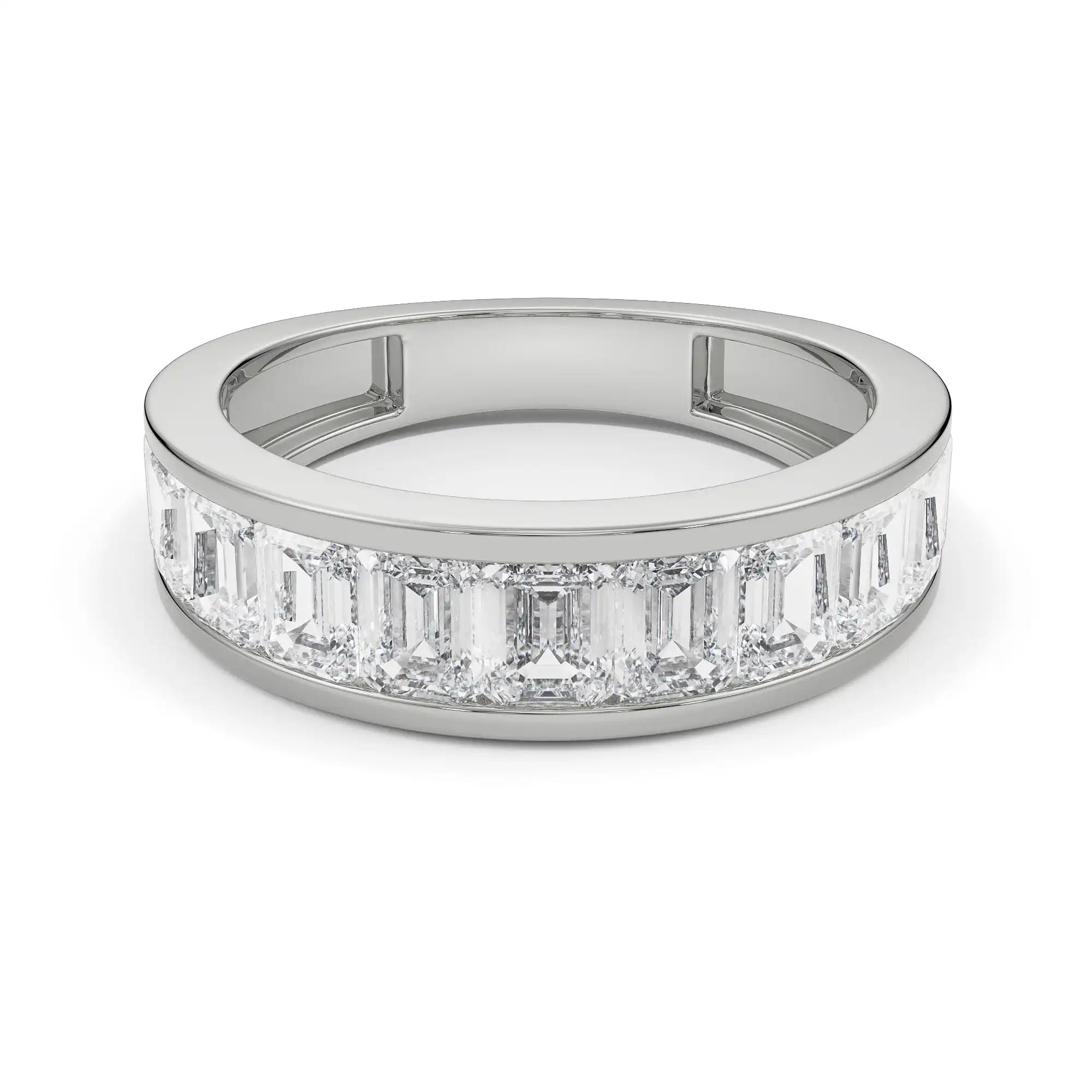 Emerald Eternity Diamond Band Front View in 9KT