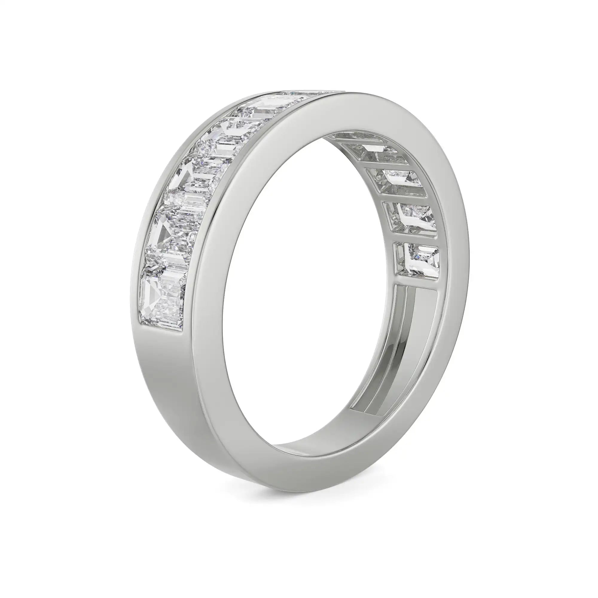 Emerald Eternity Diamond Band Side View in 9KT