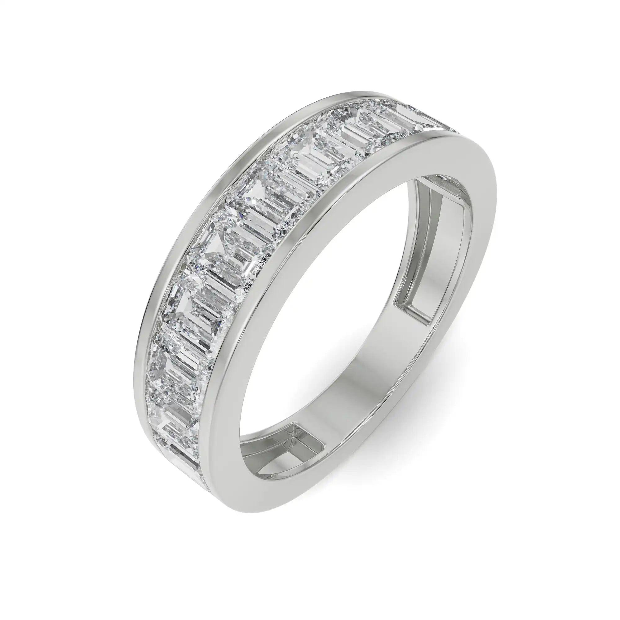 Emerald Eternity Diamond Band Top View in 9KT