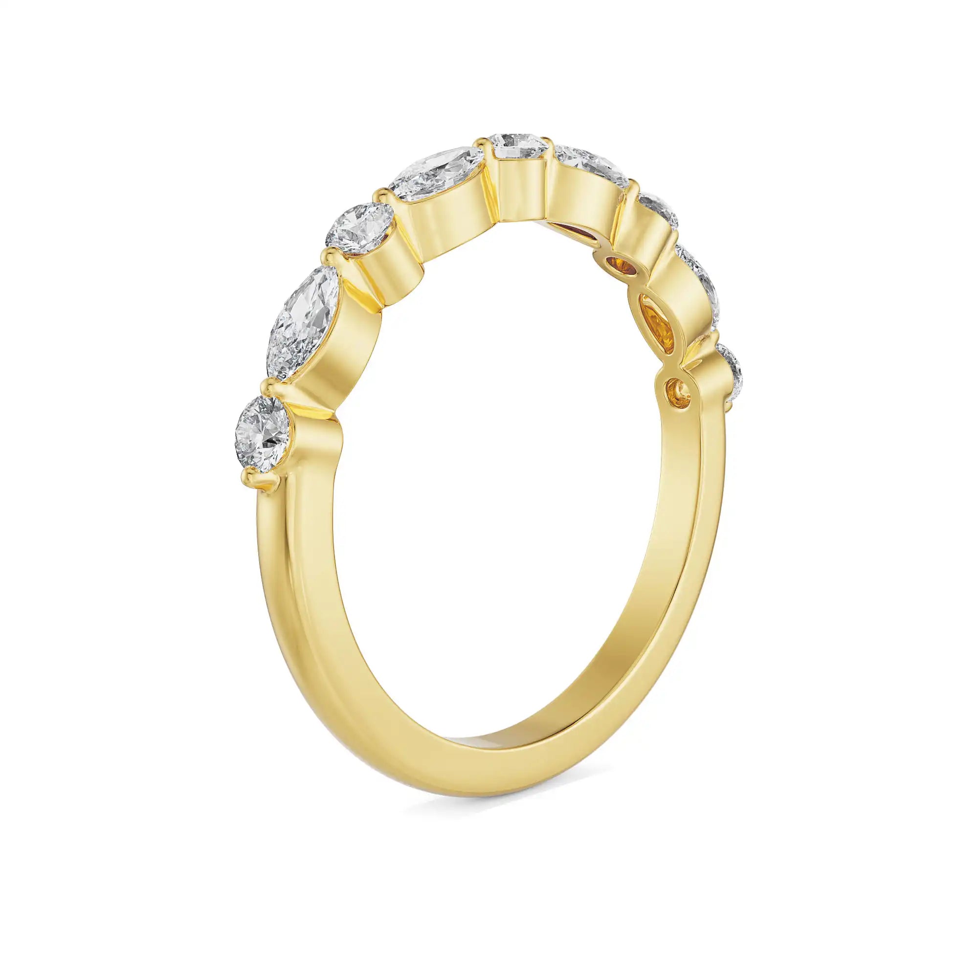 Round and Marquise Diamond Band Side Views