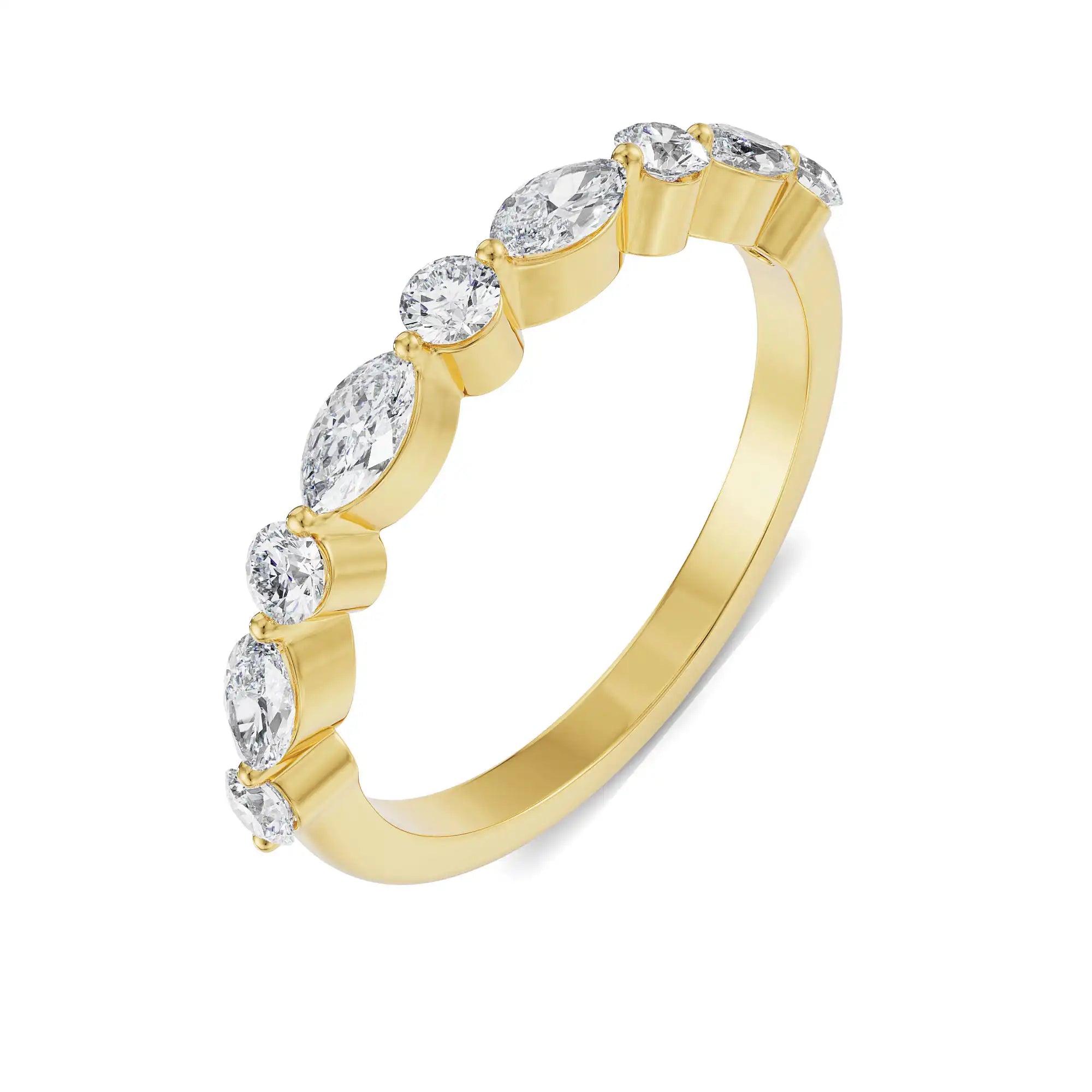 Round and Marquise Diamond Band Top View