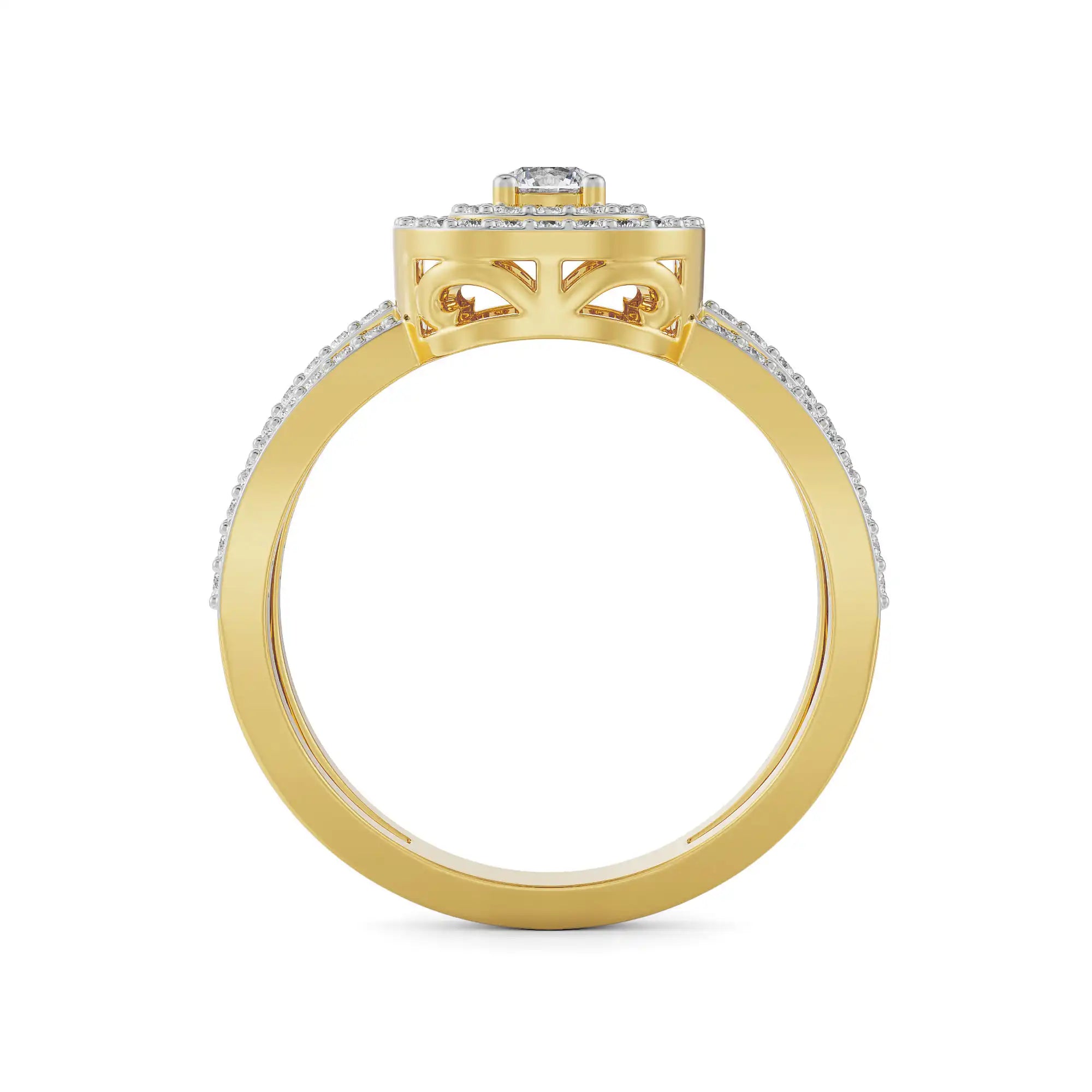 Margot Halo Diamond Ring Side View