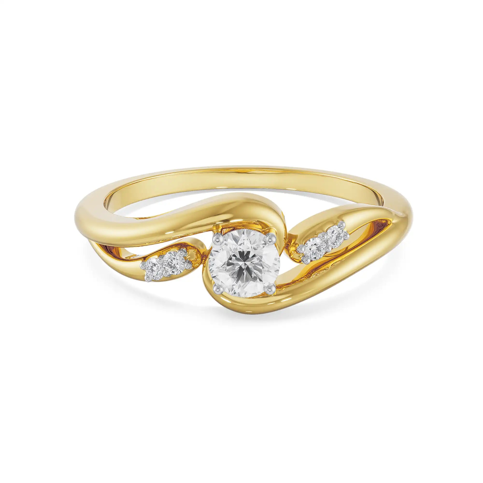 Twisted Ahana Solitaire Ring Front View in 9KT