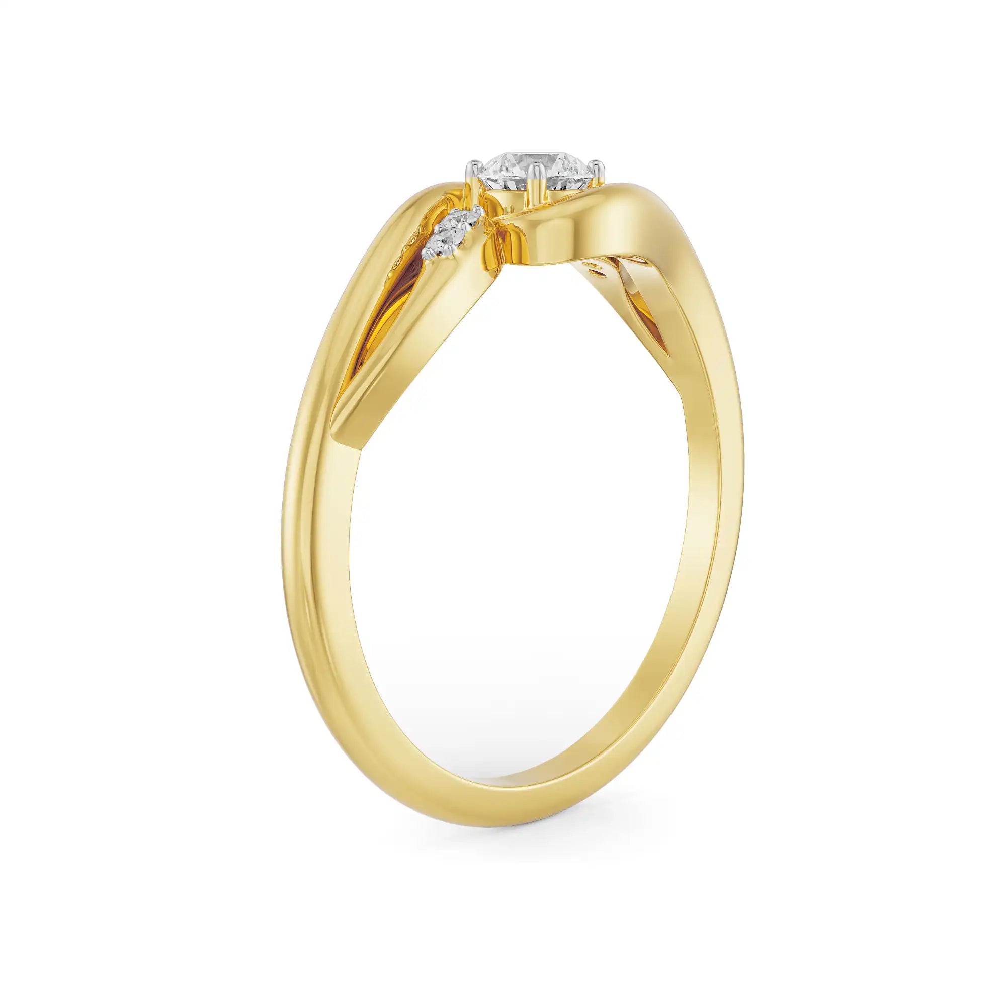 Twisted Ahana Solitaire Ring Side View