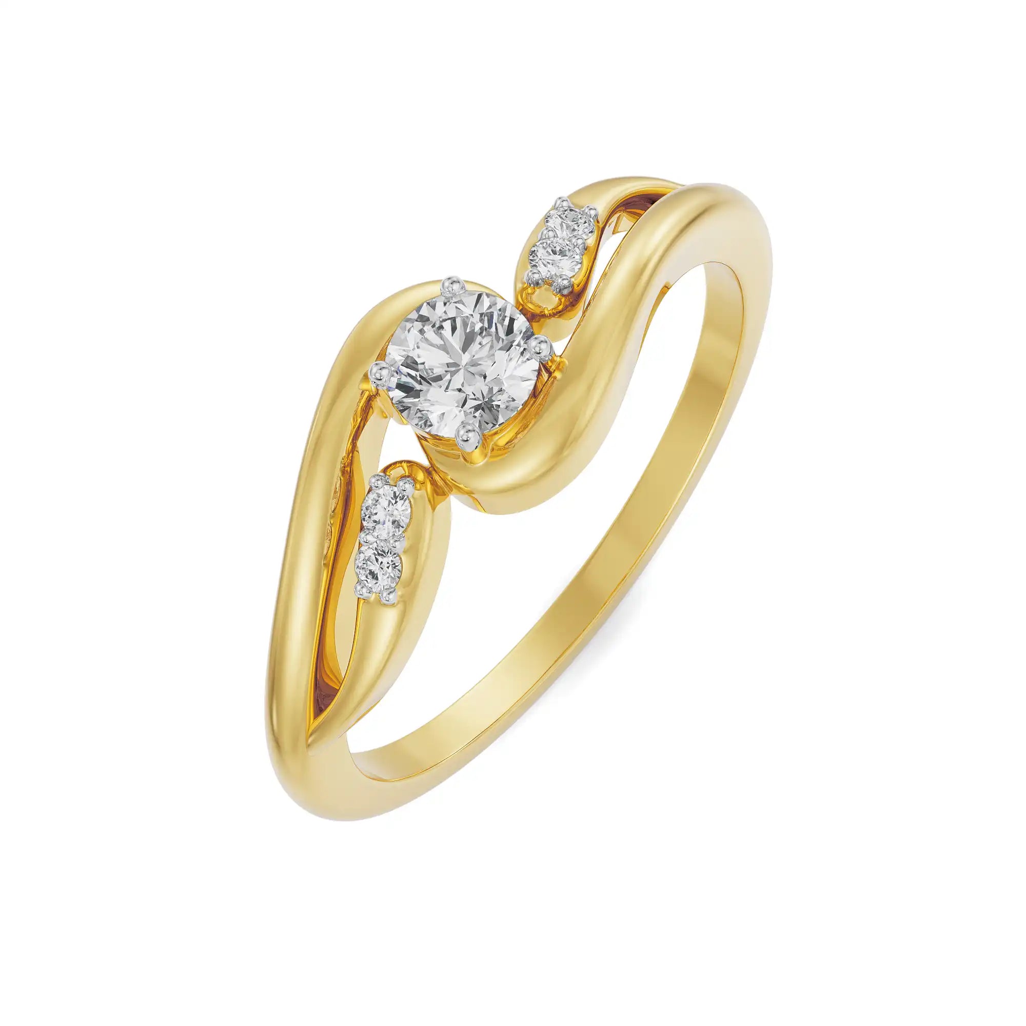 Twisted Ahana Solitaire Ring Top View