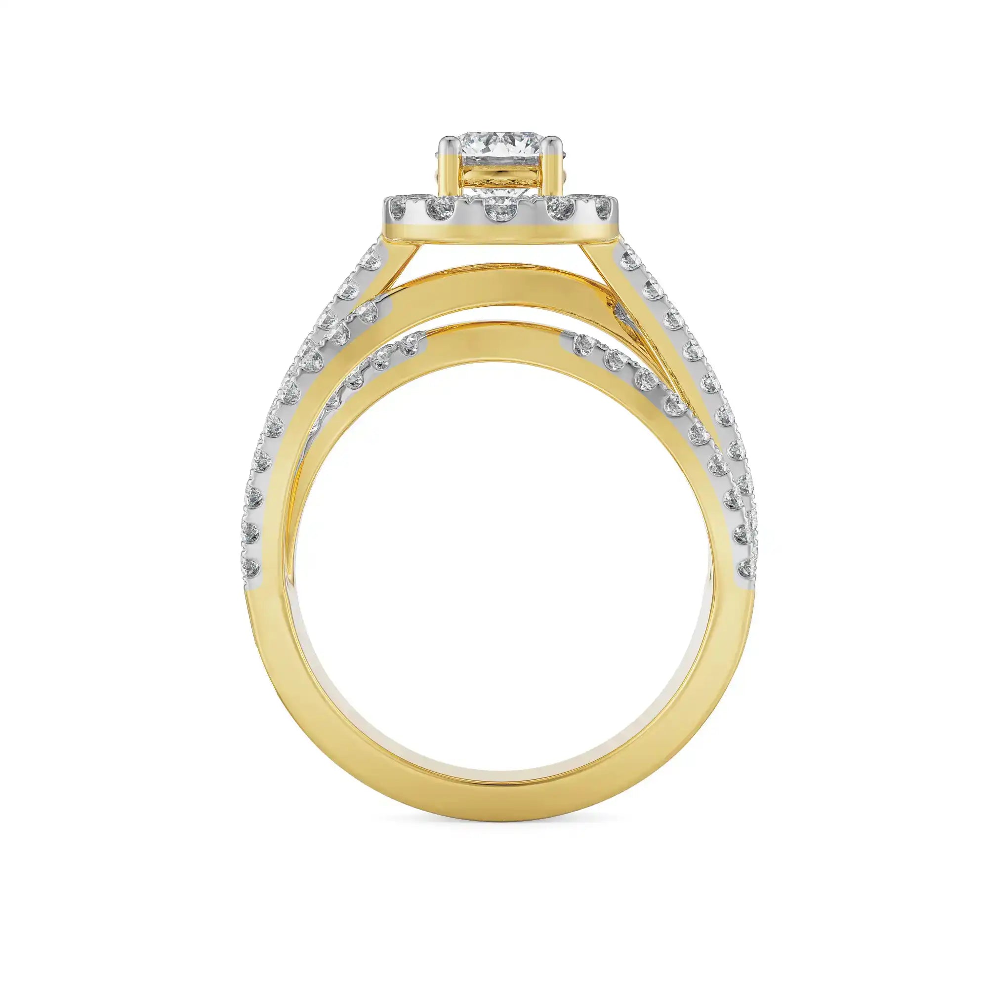 Crossover Round Engagement Ring Side View