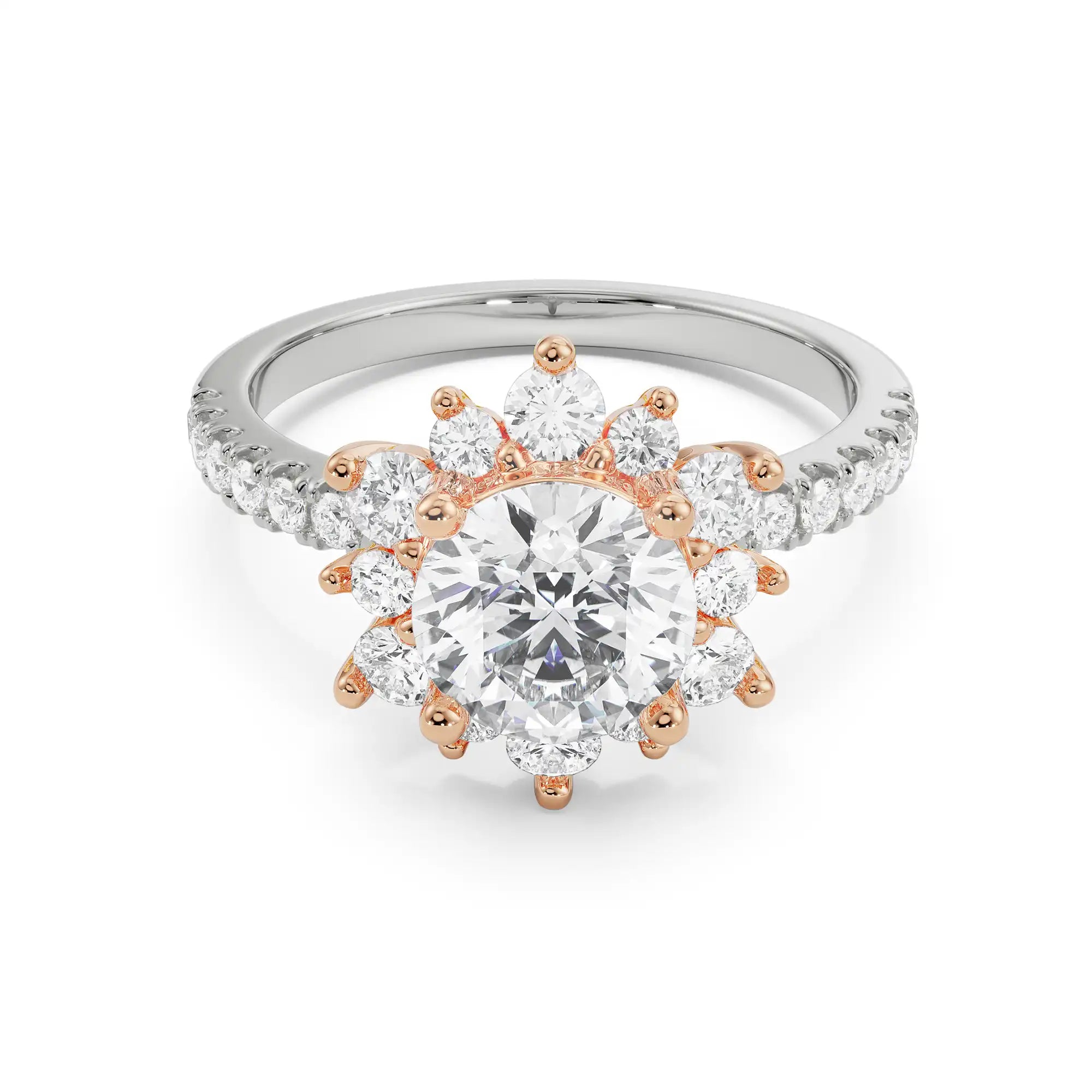 Starry Round Diamond Ring Front View in 9KT