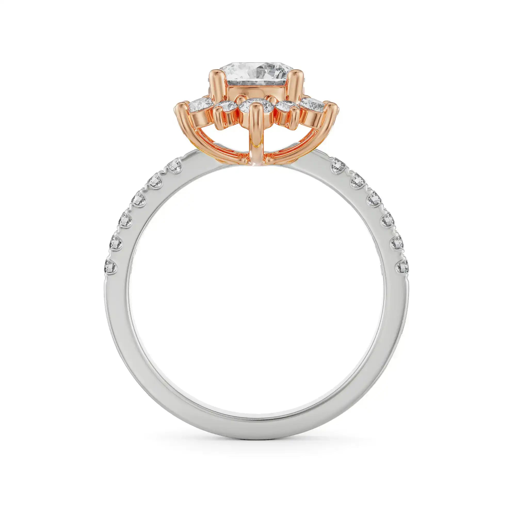 Starry Round Diamond Ring Side View