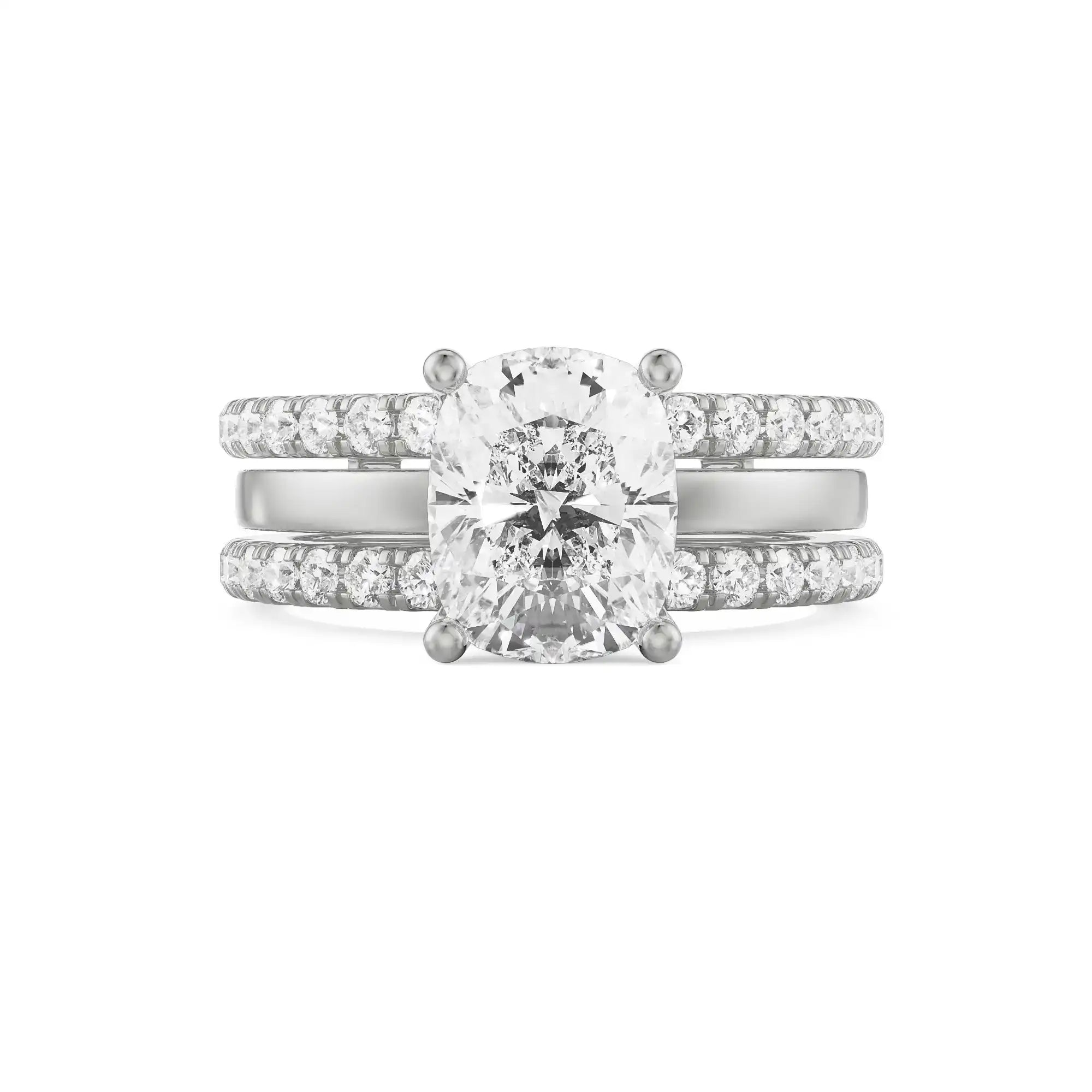 1.5 CT Cushion Cut Engagement Ring Front View