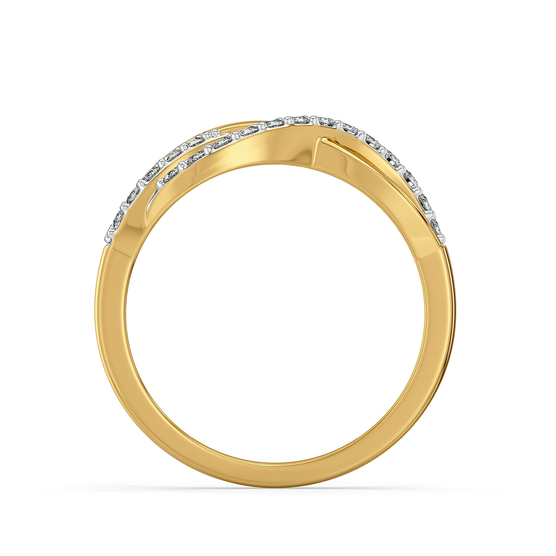 Wavy Clustered Lab Grown Diamond Ring - back view