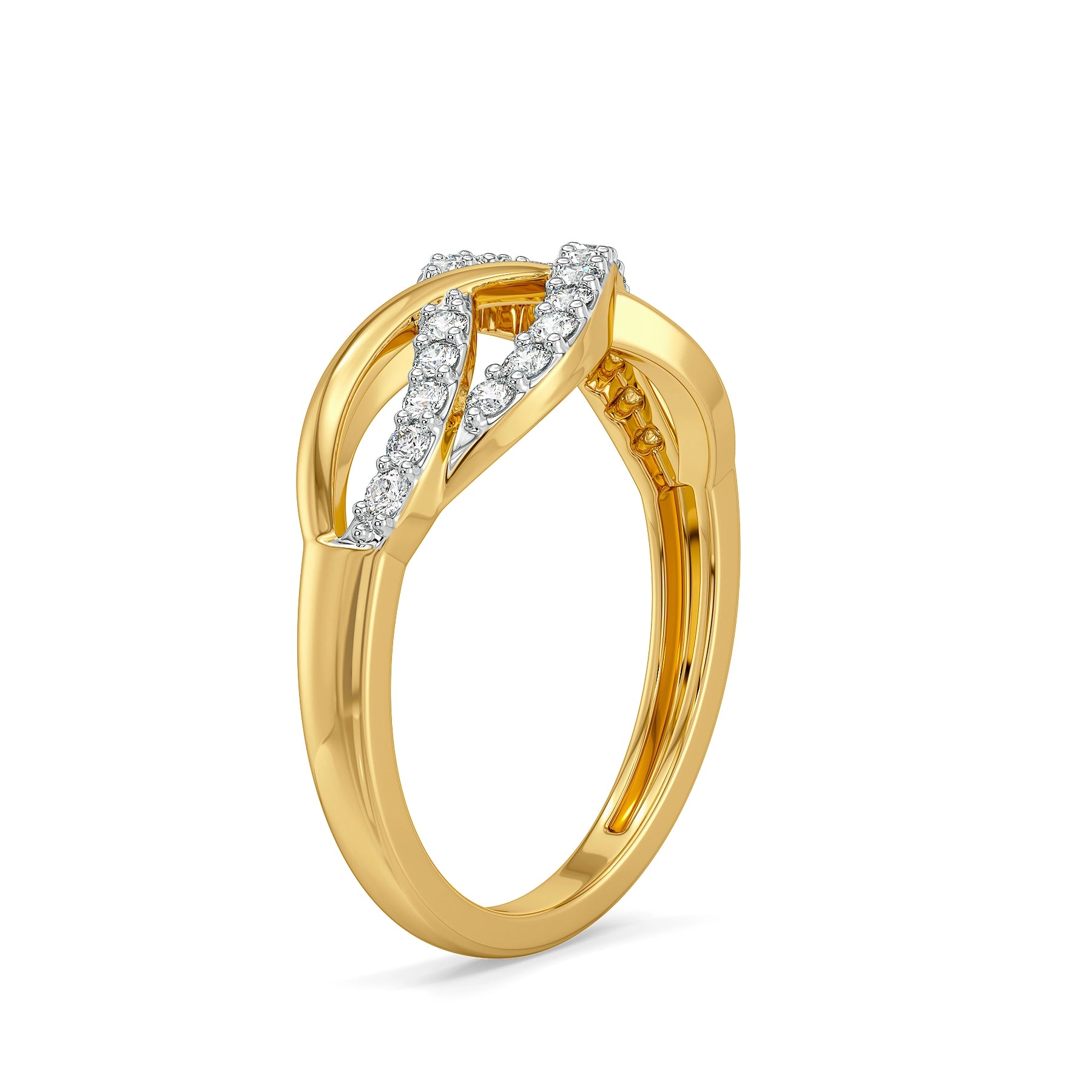 Wavy Clustered Lab Grown Diamond Ring - side view
