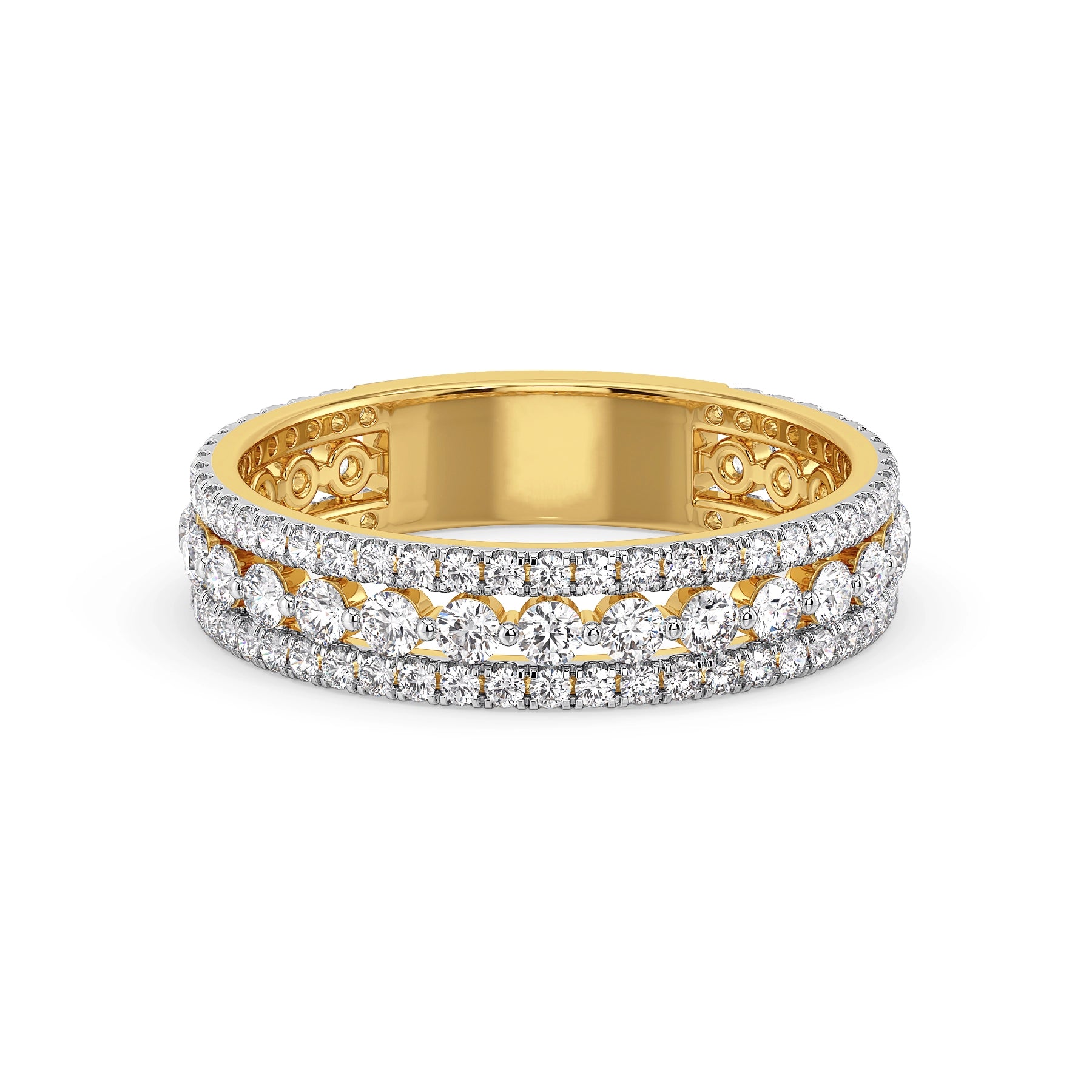 Triple Row Lab Grown Diamond Band - front view
