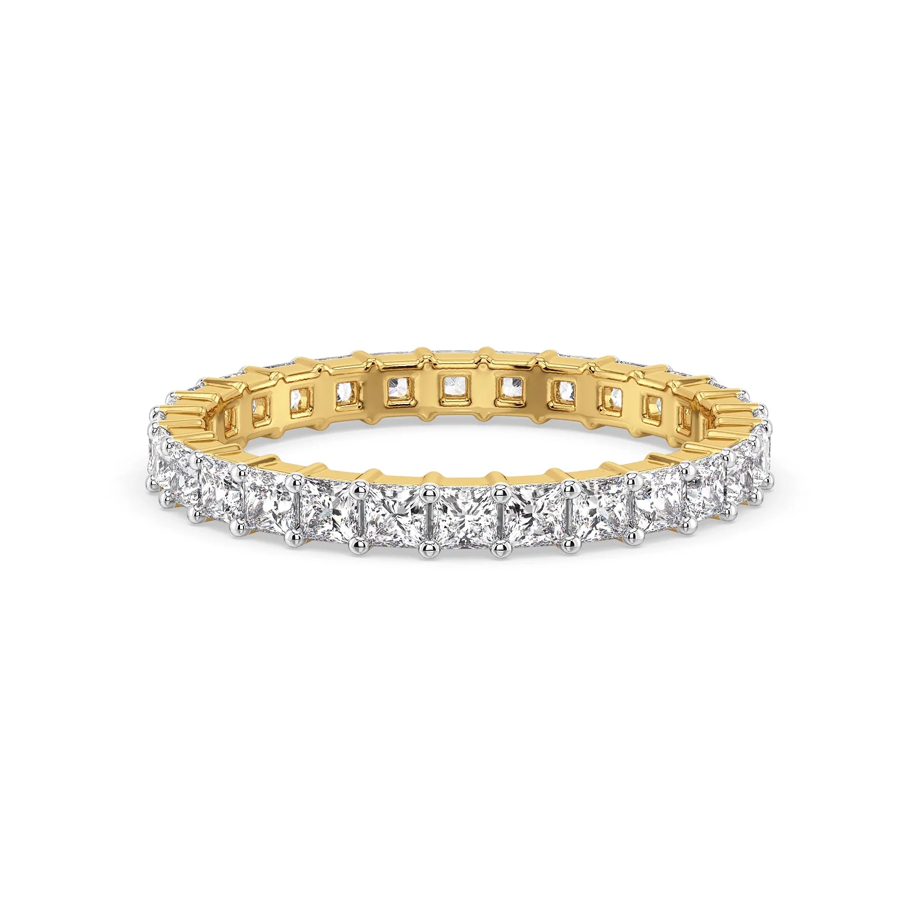 Princess Cut Eternity Lab Grown Diamond Band - front view in 9KT