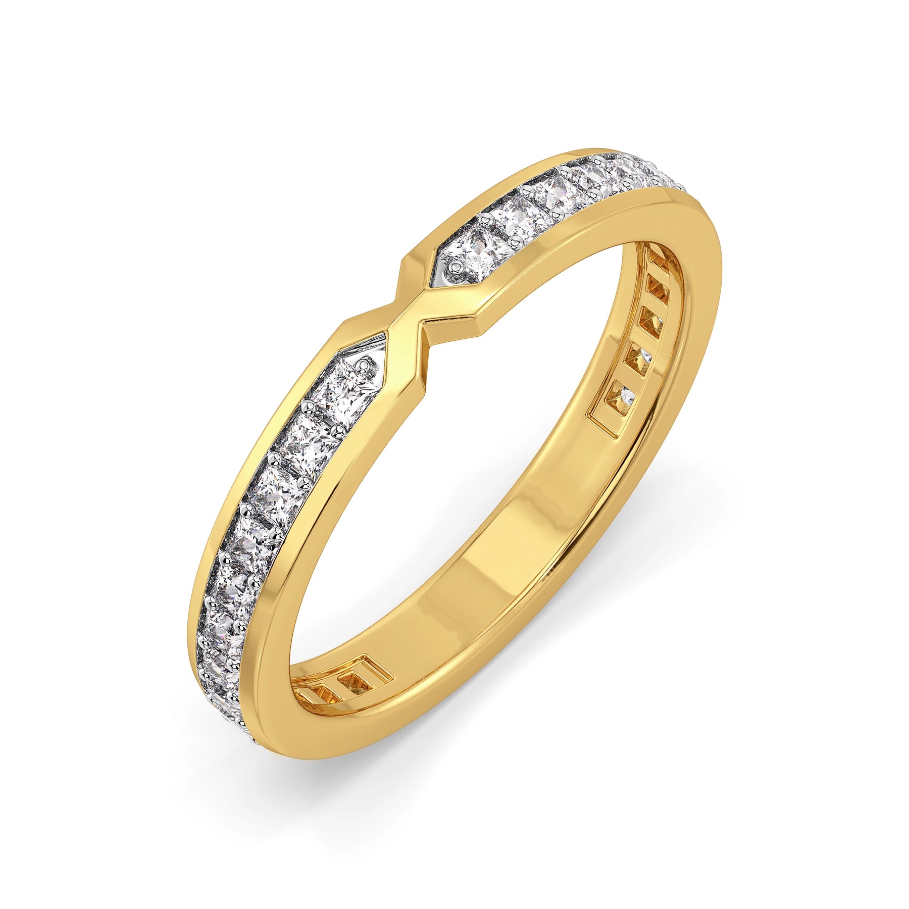 Princess Cut Sleek Lab Grown Diamond Band - top view