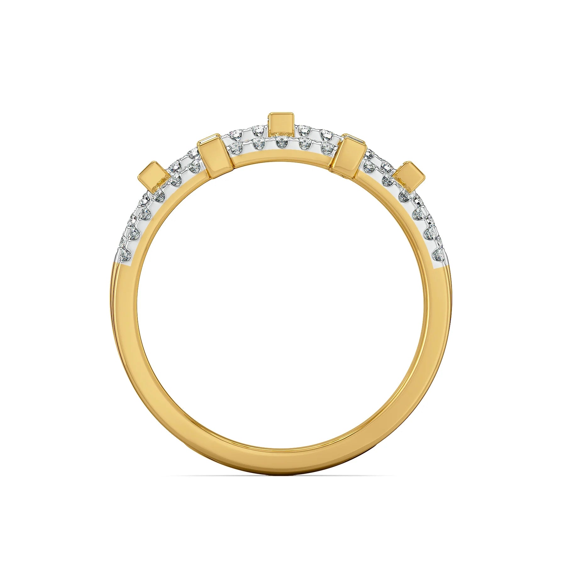 Starlit Baguette Lab Grown Diamond Ring - back view in 9KT