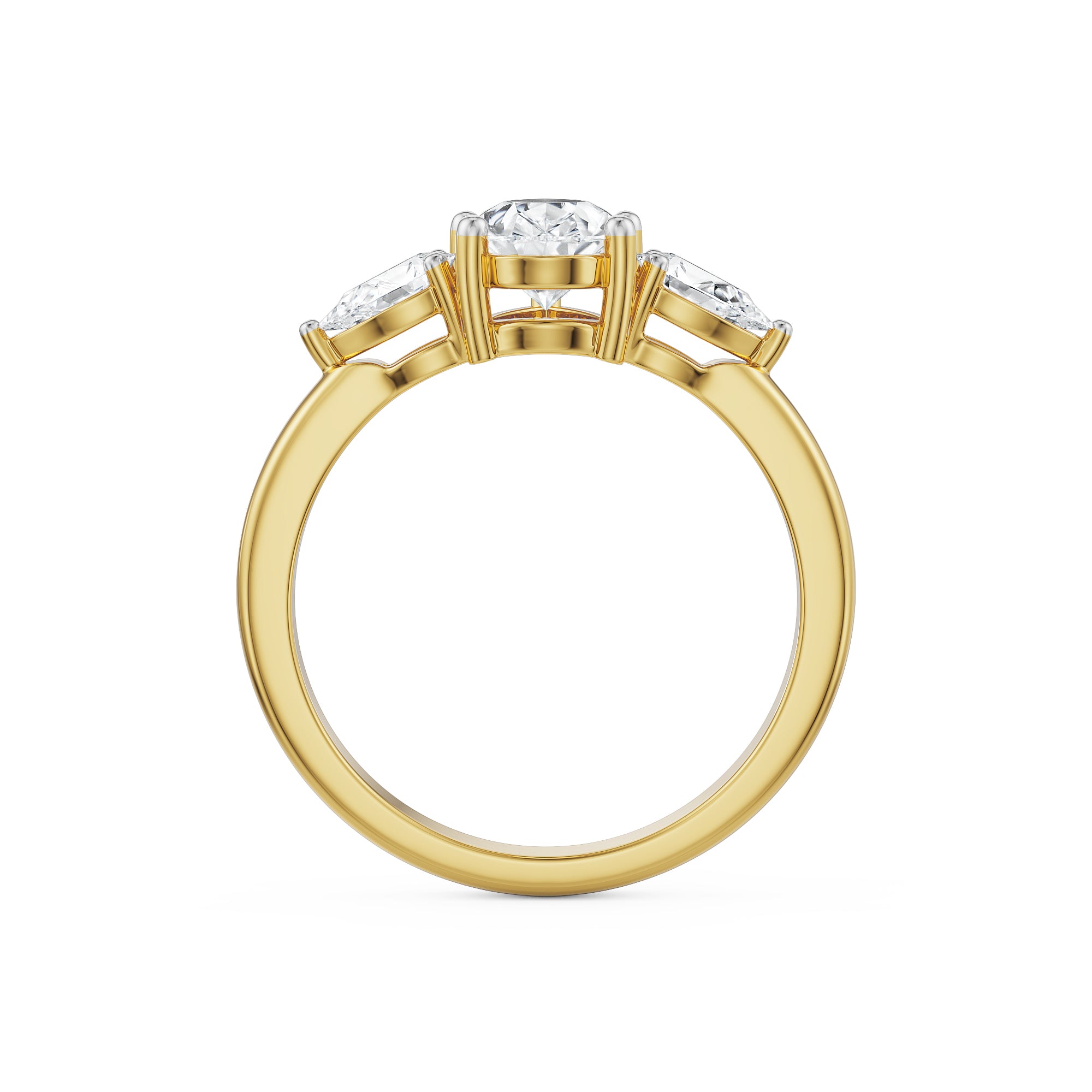 Pear Tri Solitaire Diamond Ring Right view