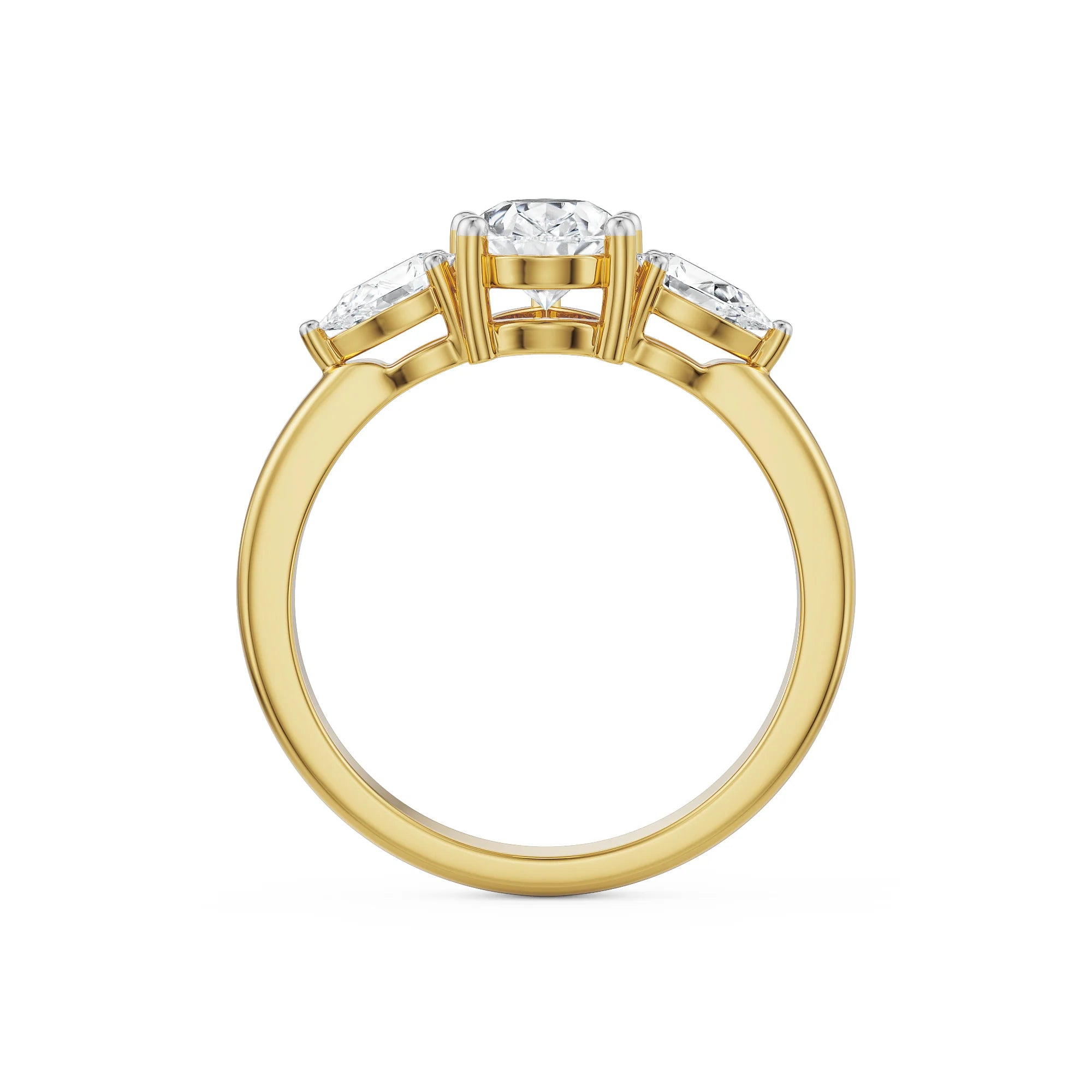 Pear Tri Solitaire Diamond Ring Right view in 9KT