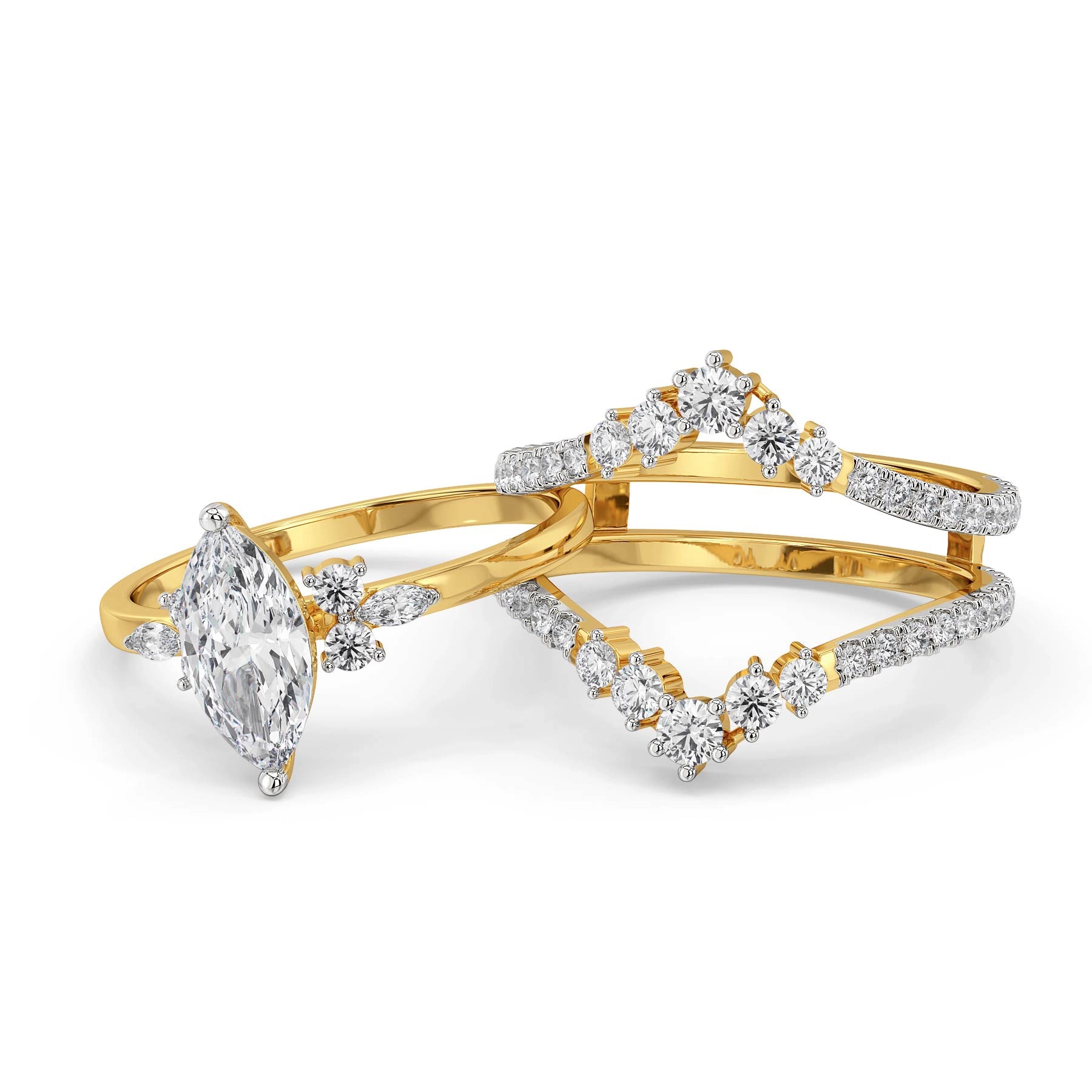 Vintage Marquise Lab Diamond Ring - perspective view