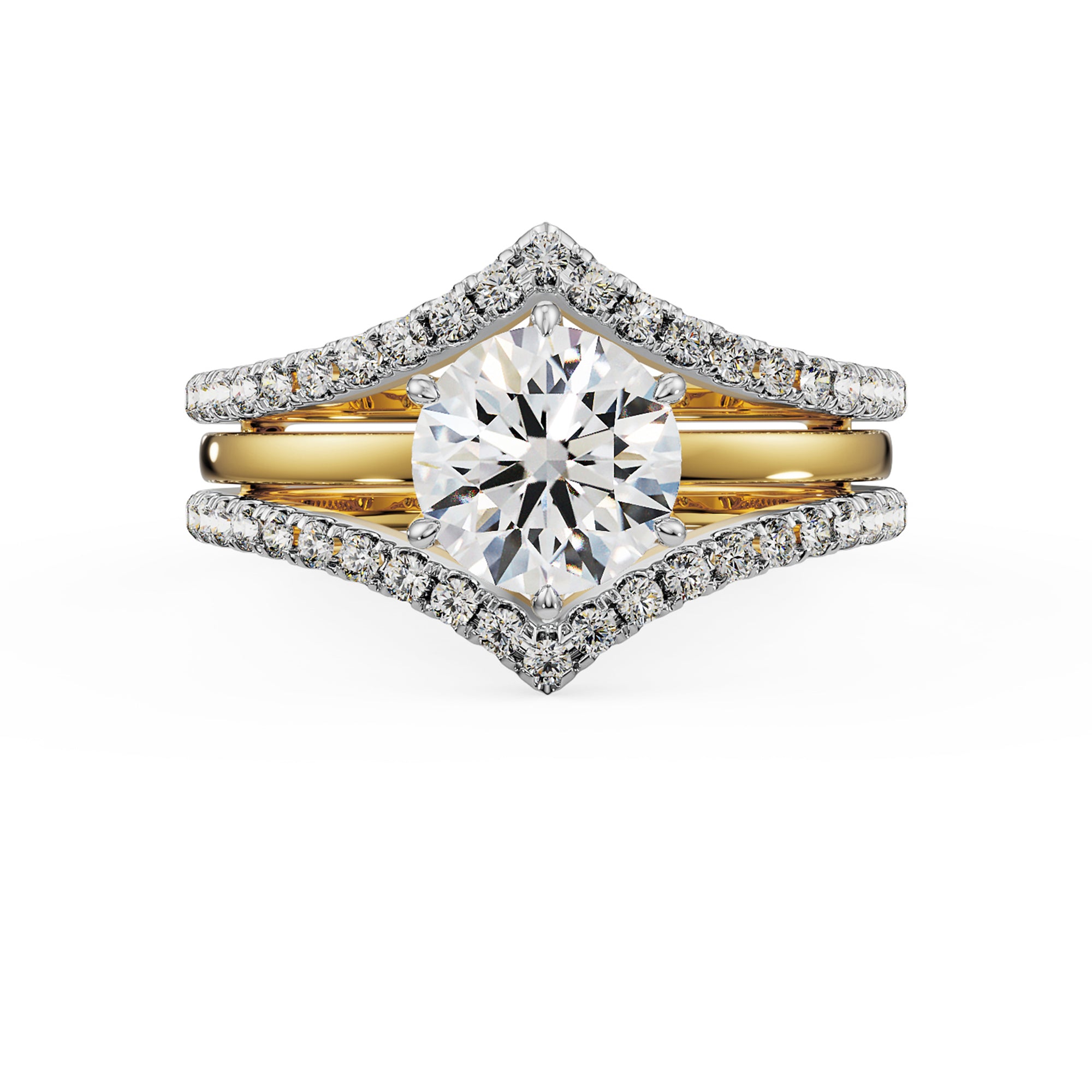 Solitaire Chevron Engagement Ring Front view