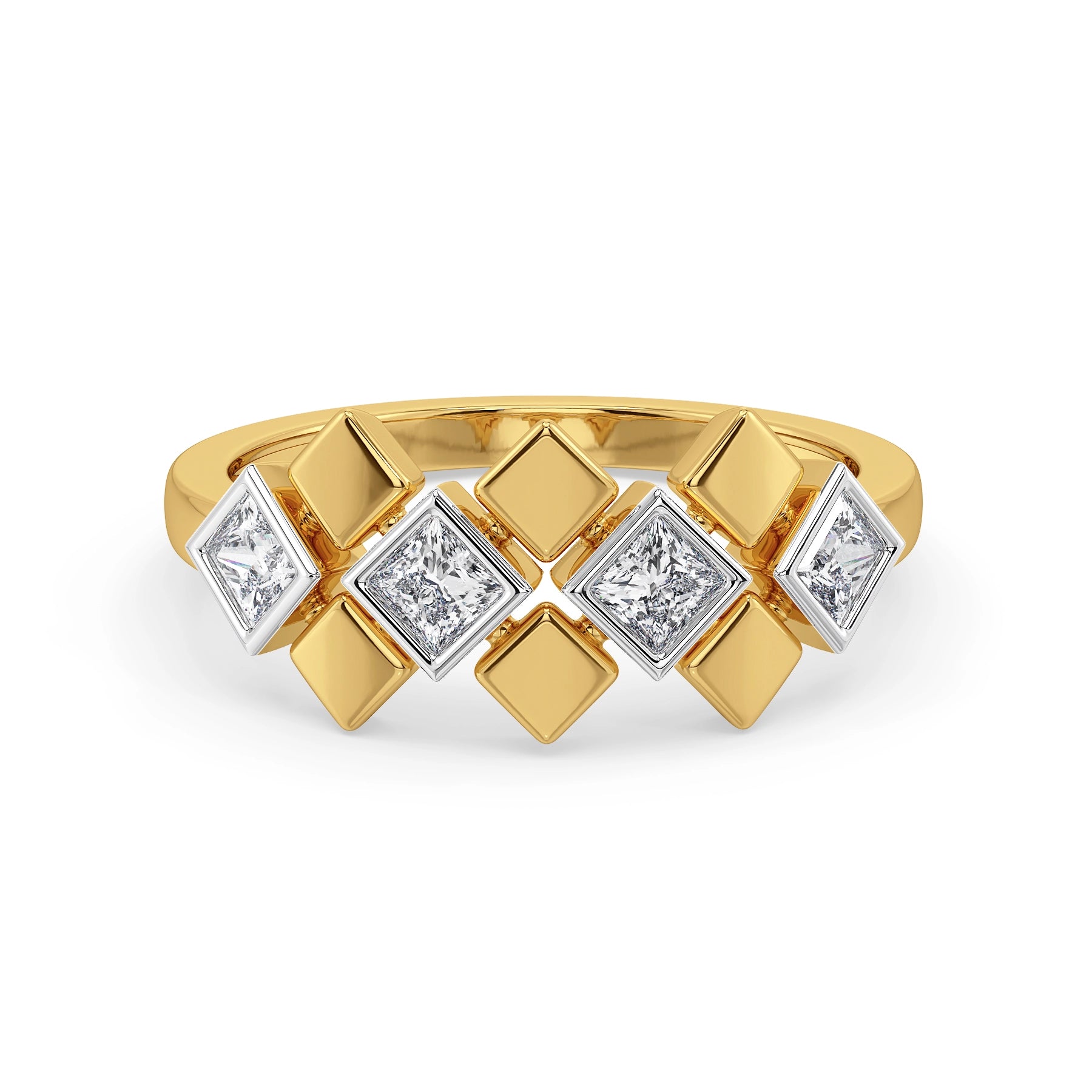 Bezel Princess Cut Lab Diamond Ring - front view