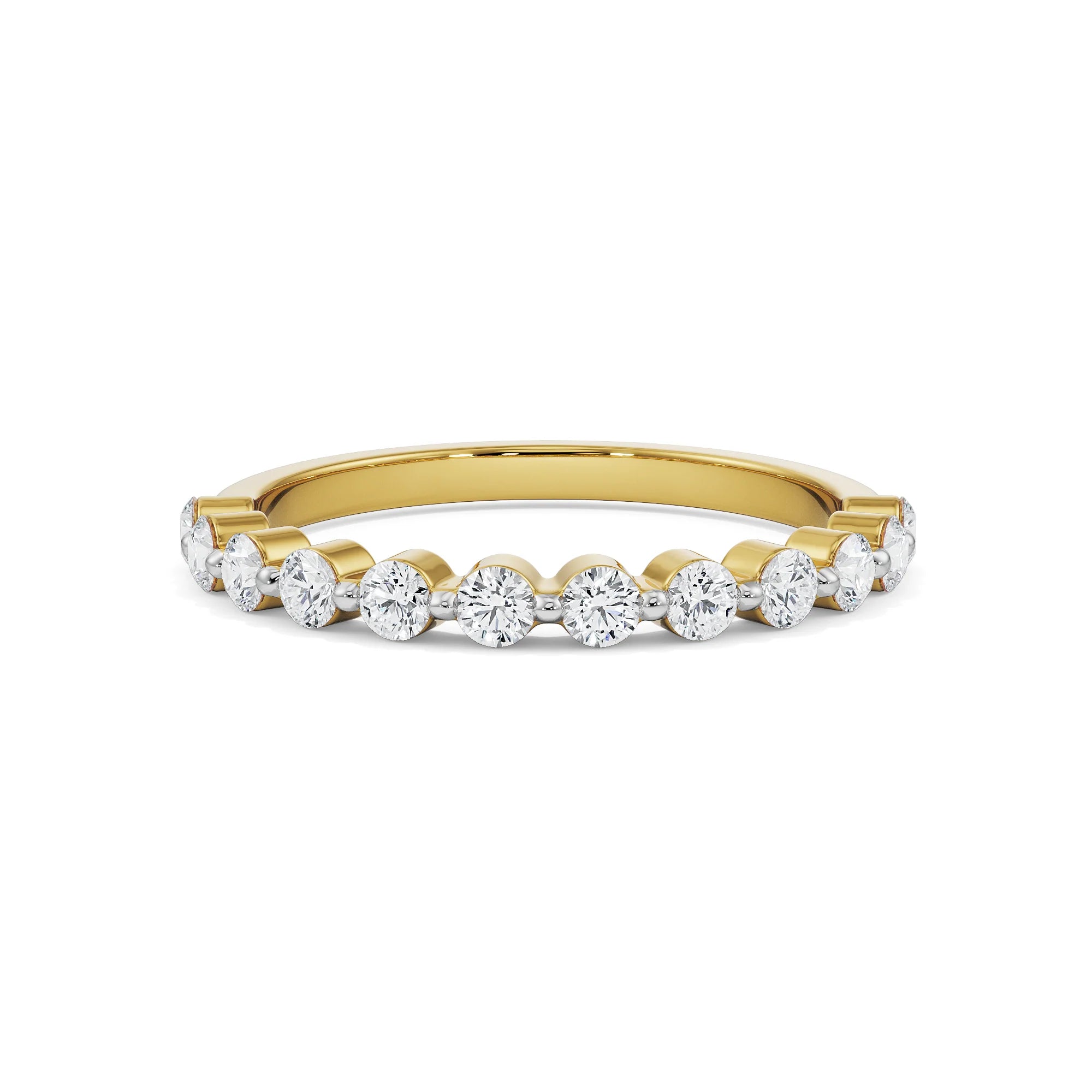 Round Half Eternity Band Front View in 9KT