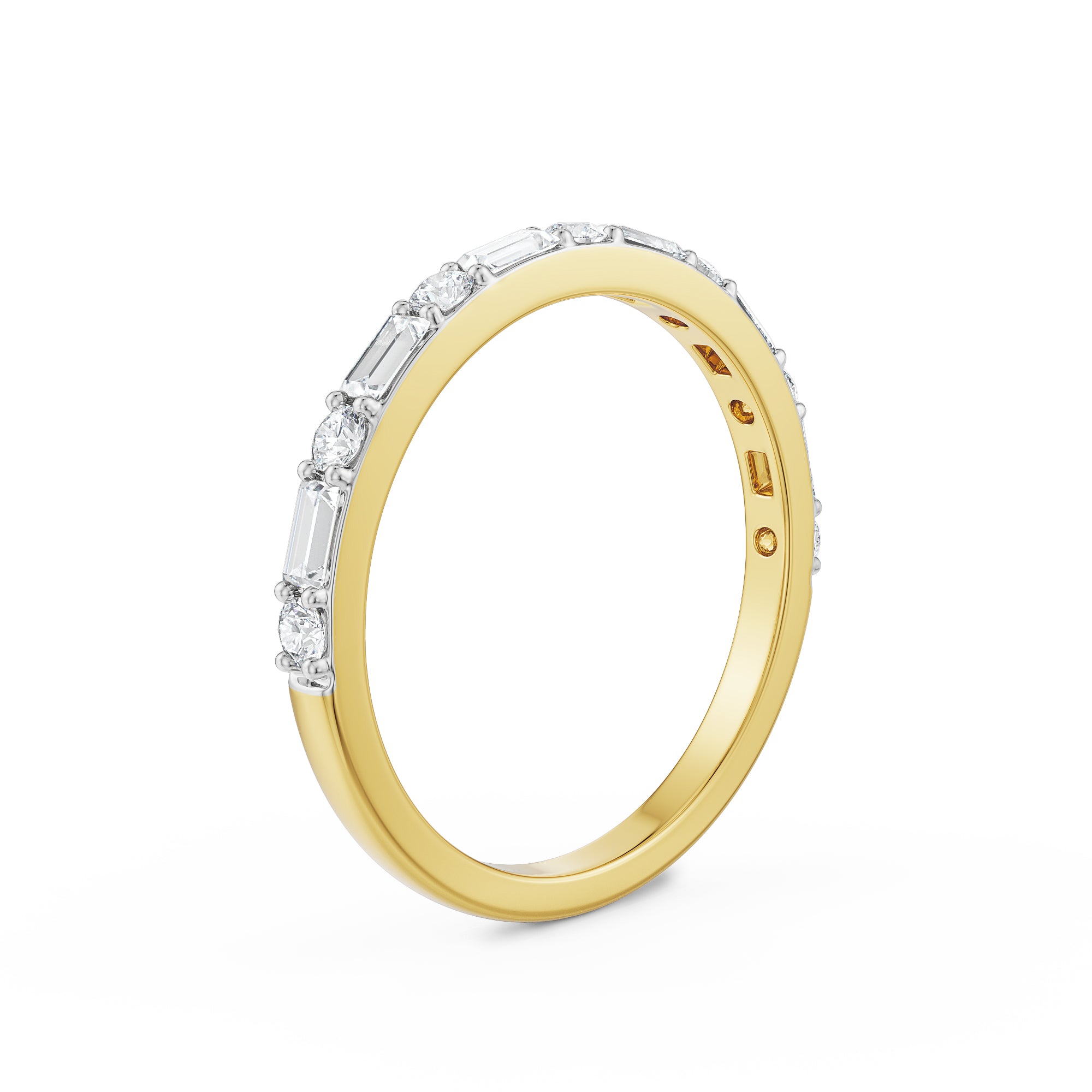 Emerald Round Diamond Band Right View