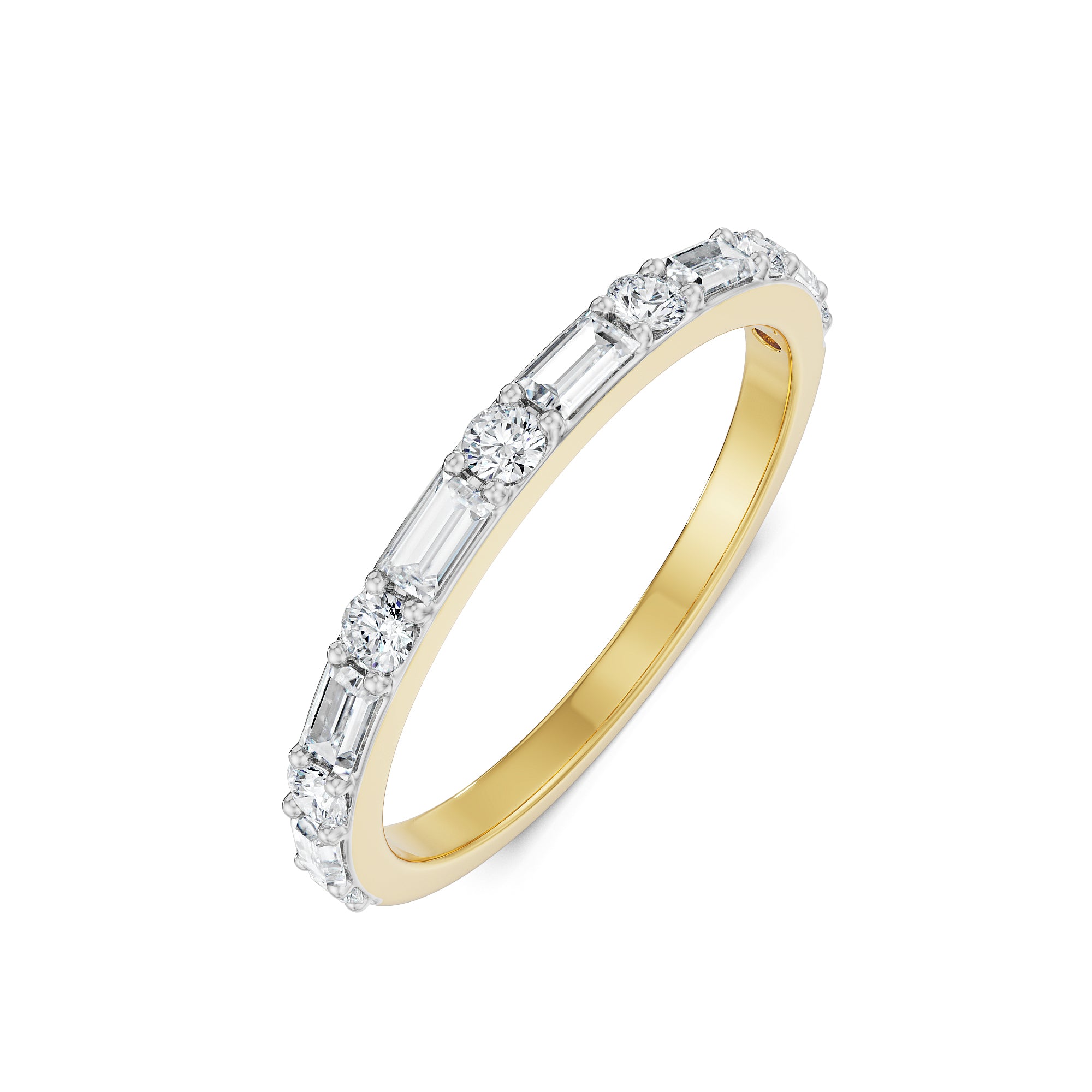 Emerald Round Diamond Band Left View