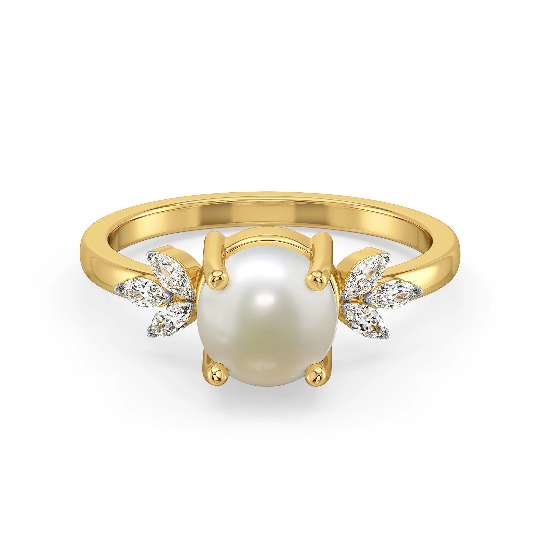 Celeste Lab Grown Diamond Pearl Ring - front view
