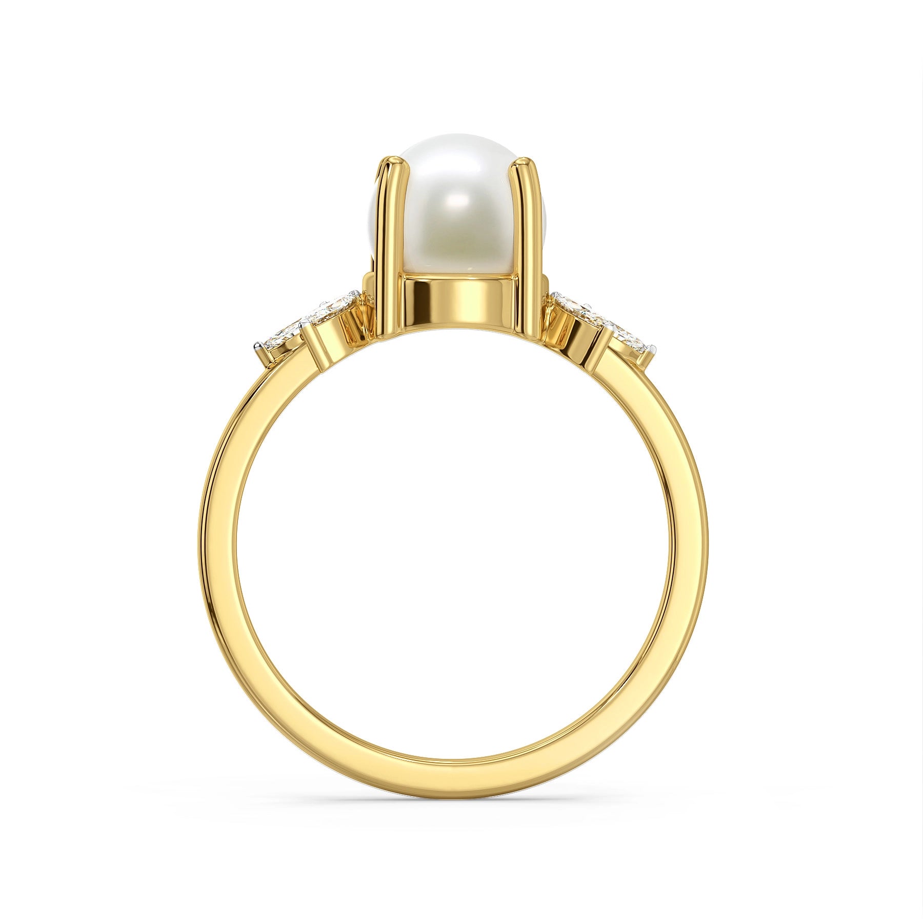 Celeste Lab Grown Diamond Pearl Ring - back view