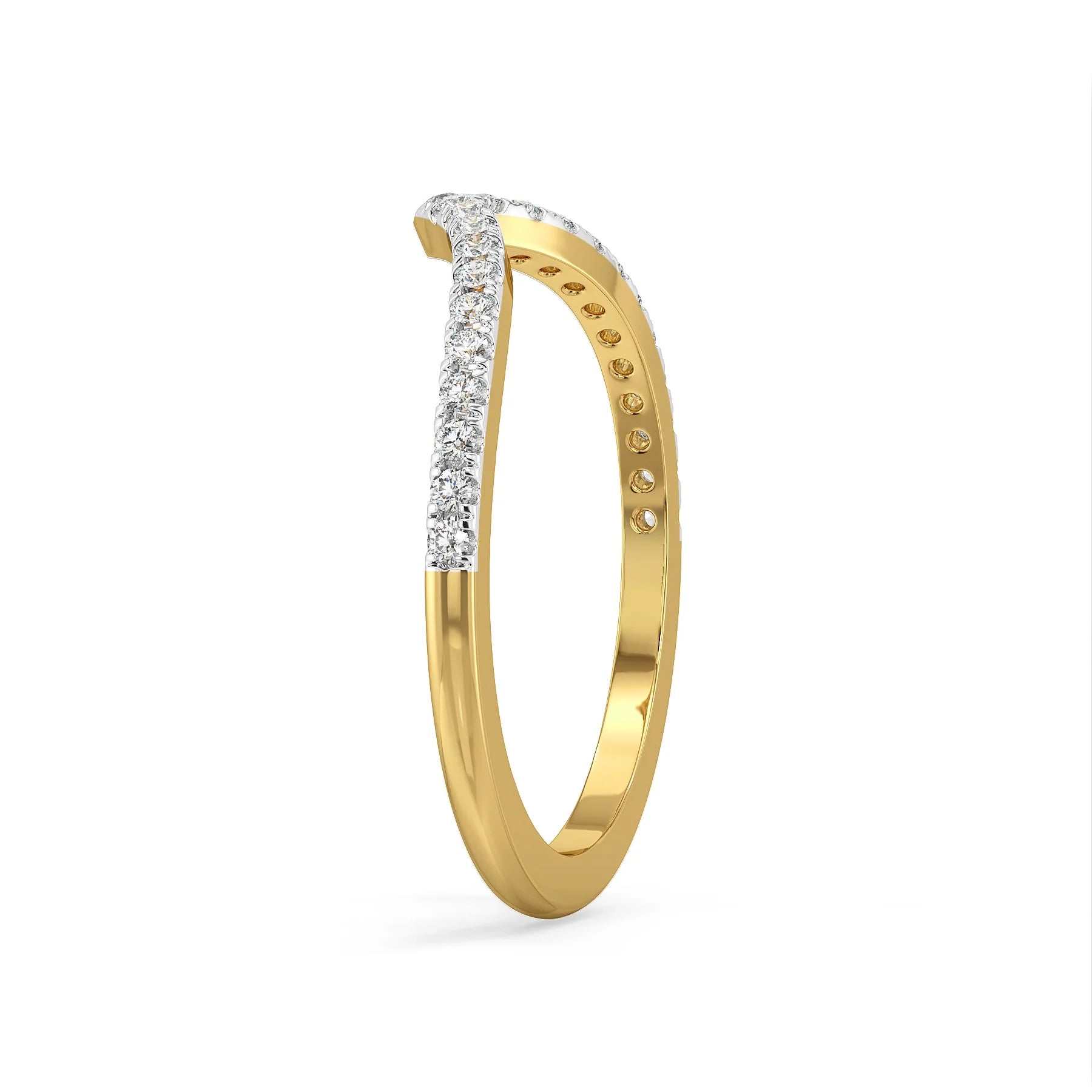 Chevron Lab Grown Diamond Band - side view in 9KT