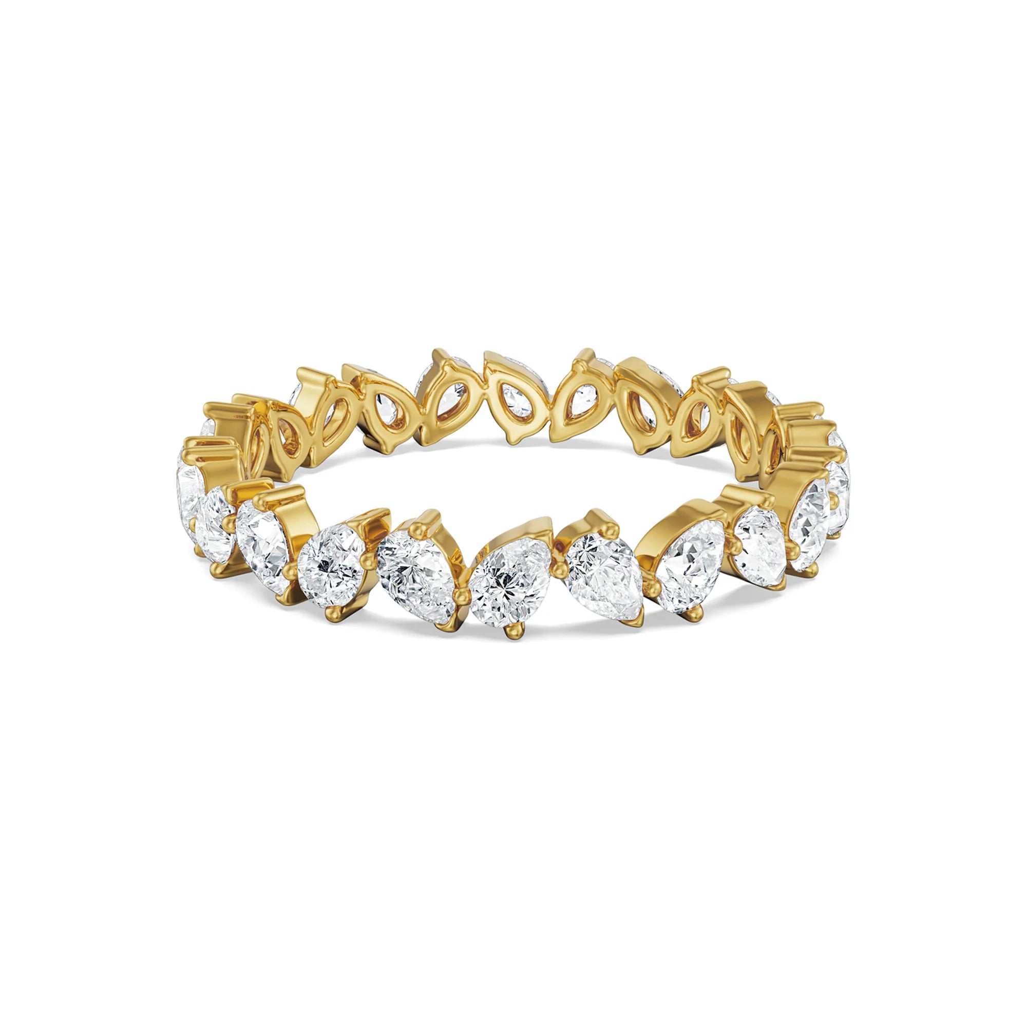 Pear Diamond Band Front view in 9KT