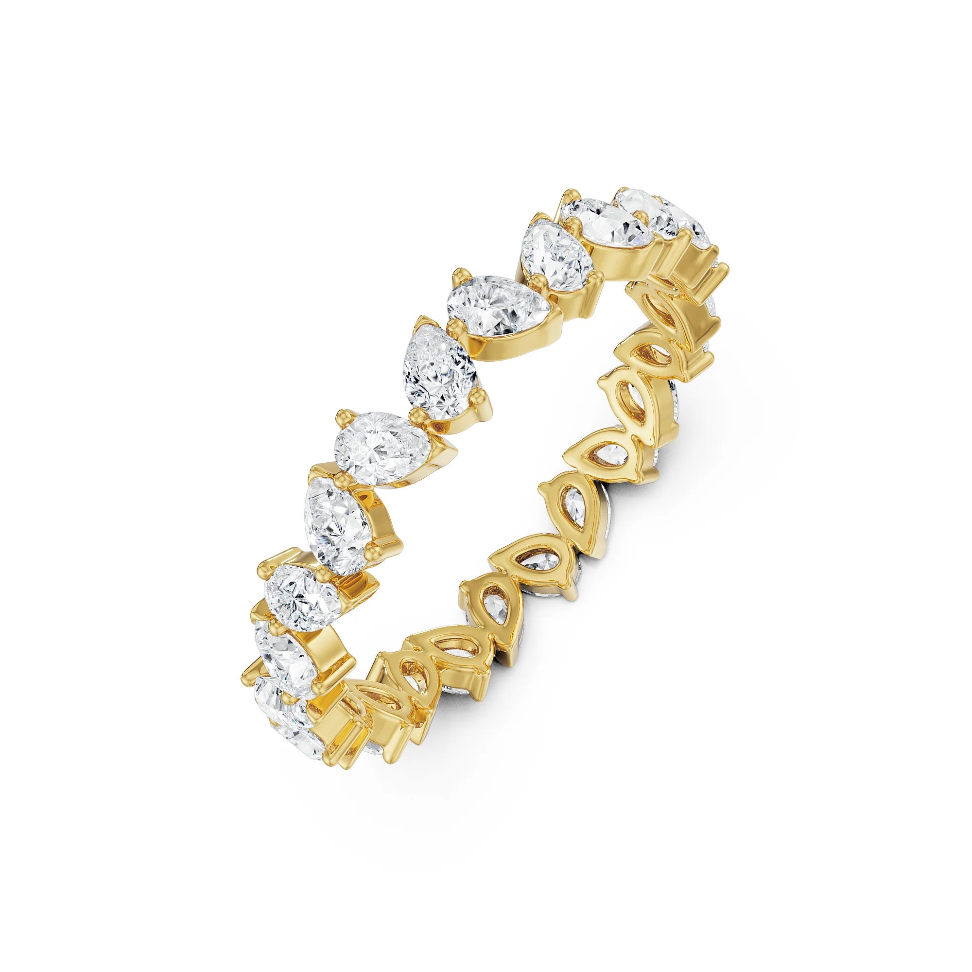 Pear Diamond Band Left view in 9KT